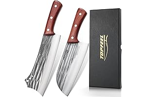 2PCS Meat Cleaver & Heavy Duty Bone Chopper Knife Set: Hand Forged...