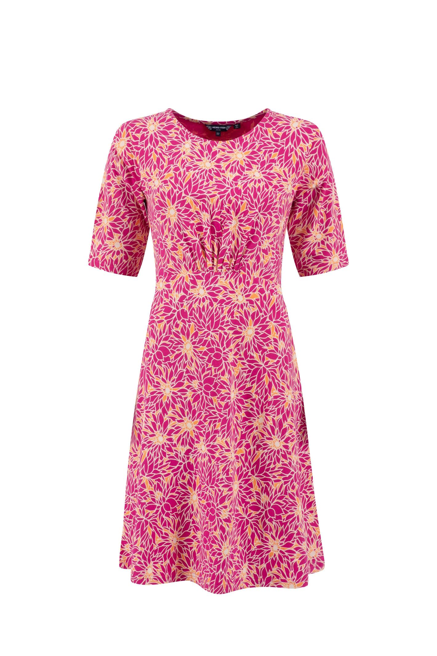 Weird Fish Women's Cassandra Jersey Swing Dress in Bright Pink | Size: 16