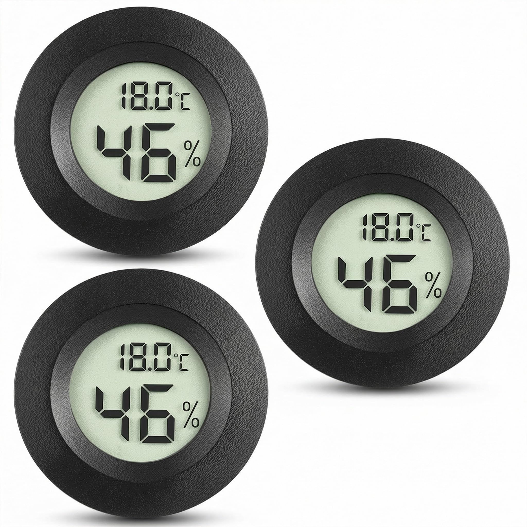 QWORK® Cyfrowy termometr z higrometrem, mini miernik temperatury i wilgotności powietrza 4,7 cm, do salonu, szklarni, piwnicy na wino, skrzyni na gady i wielu innych