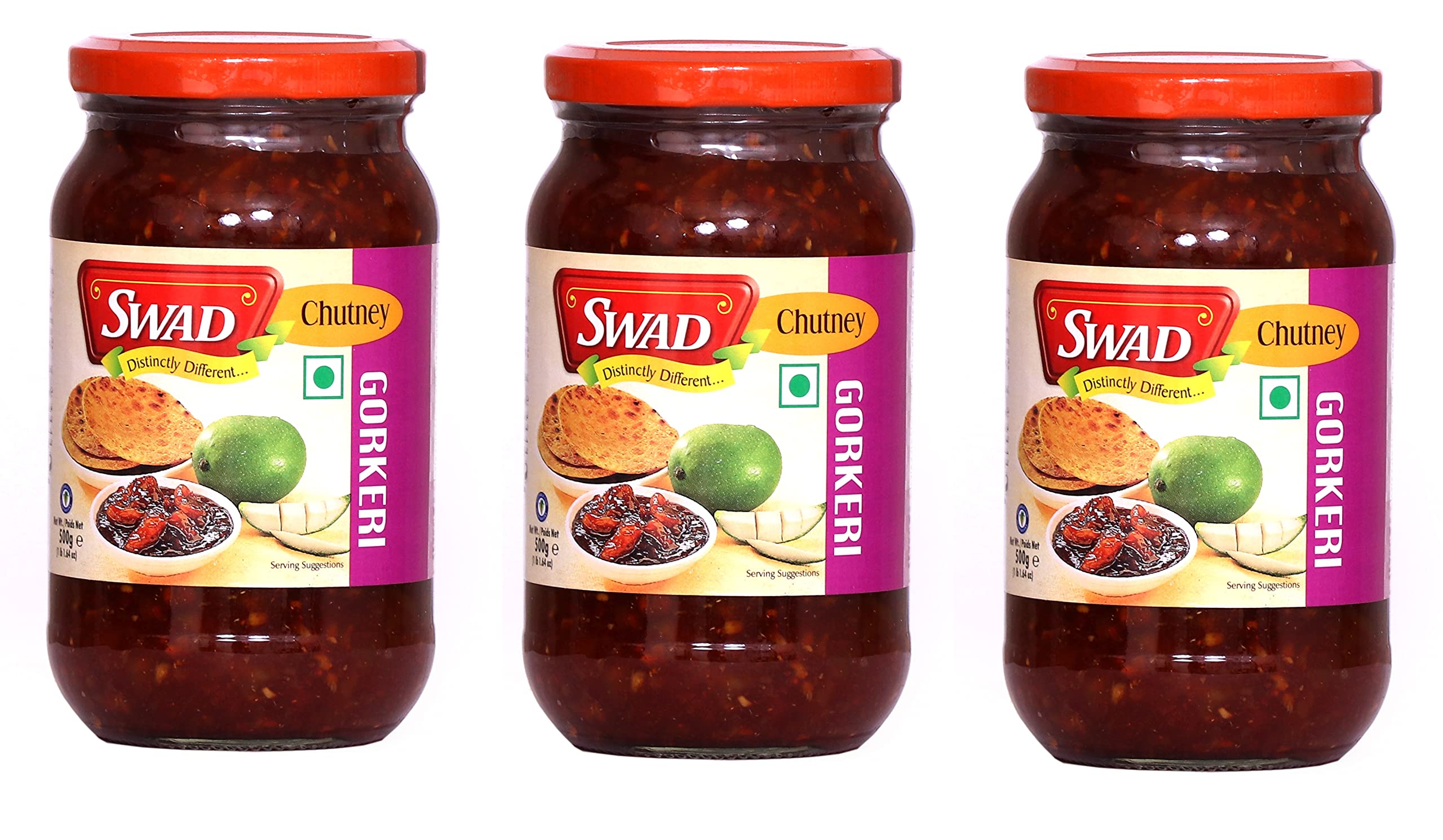 SWAD Delicious and Tangy Traditional Sweet Gor Keri Pickle Chutney Home Made Meetha Aam / Sweet and Sour Mango / Khatti Meethi Aam Chatni Mango Slices Khatti Meethi Mango Chutney - 500 Gm (Pack of 3)