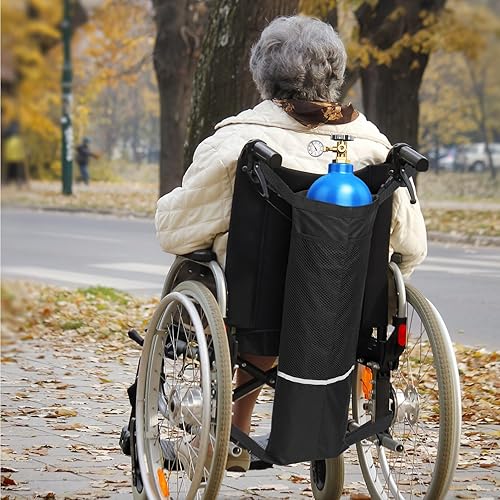 Miniatura 8 de Tofficu Bolsa portadora de tanque de oxígeno para silla de ruedas, portador de cilindro de oxígeno portátil con correas ajustables para