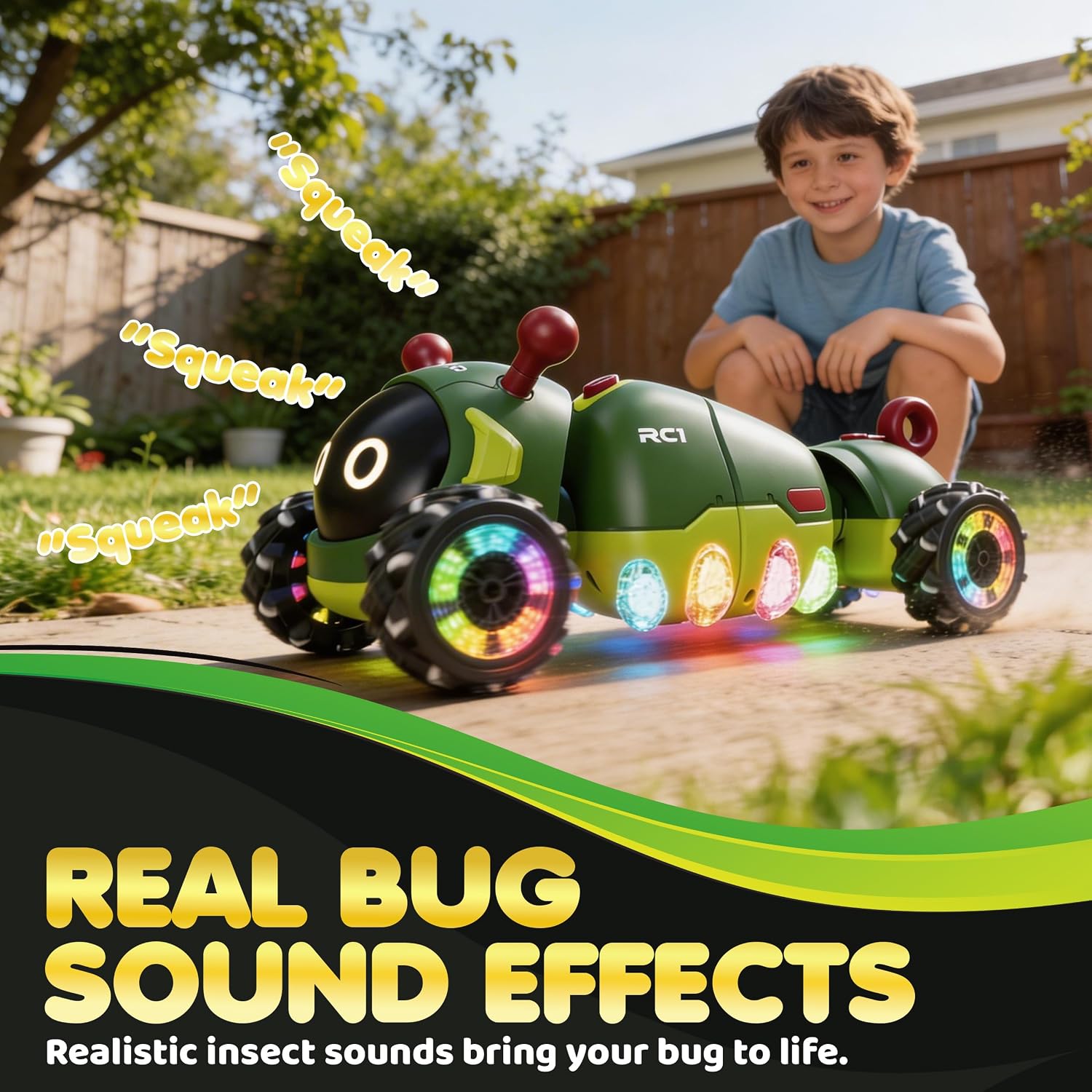 Contixo RC1 Mech Stunt RC Caterpillar Car – Kids Remote Control Car, Omni-Directional 360° in-Place Rotation, Mist Spray, LED Lights, All-Terrain Stunt Vehicle, Torsion Body, 2.4GHz Remote, Green image 5