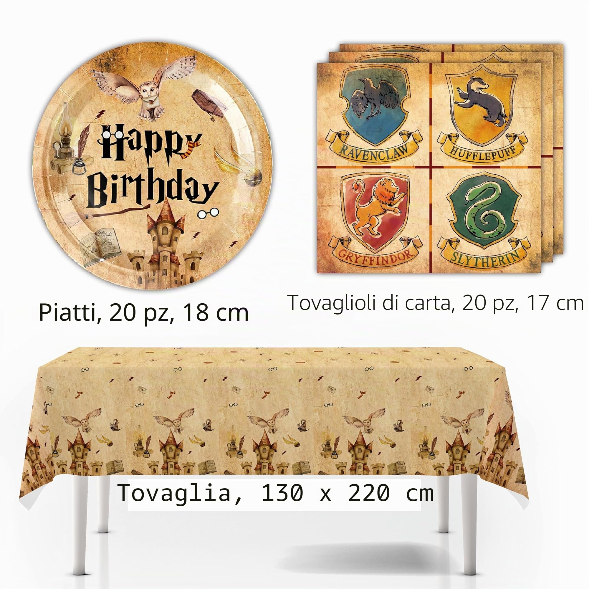 Magic Wizard, set di stoviglie per feste, set di stoviglie per feste di compleanno, stoviglie per bambini, compleanni e decorazioni da tavolo