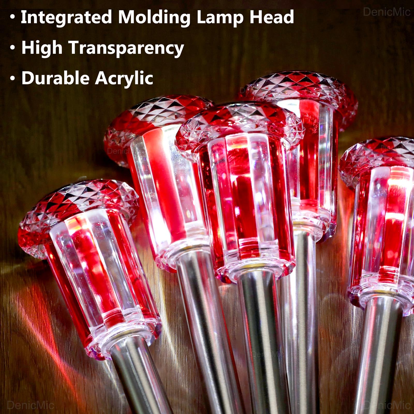 DenicMic Solar Lights Outdoor 10 Pack Waterproof Red White LED Stainless Steel Stake Outside Lights for Yard Pathway Garden Driveway Walkway Landscape Path Lighting Valentines Day Decorations view 5
