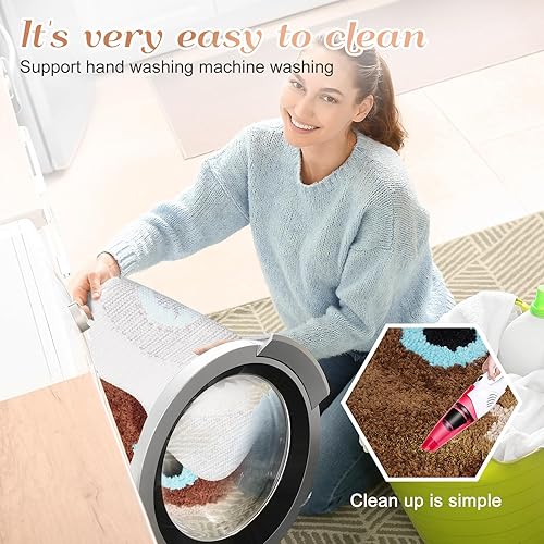 Miniatura 5 de Loyeeho Alfombra divertida para gatos, bonita alfombra de baño de 24 x 18 pulgadas, alfombra de baño para gatos, alfombra pequeña de microfibra