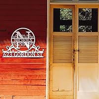 Vista 3 de Placa de dirección personalizada con número de casa, letrero de dirección personalizado de metal para exteriores, letrero montado en la pared