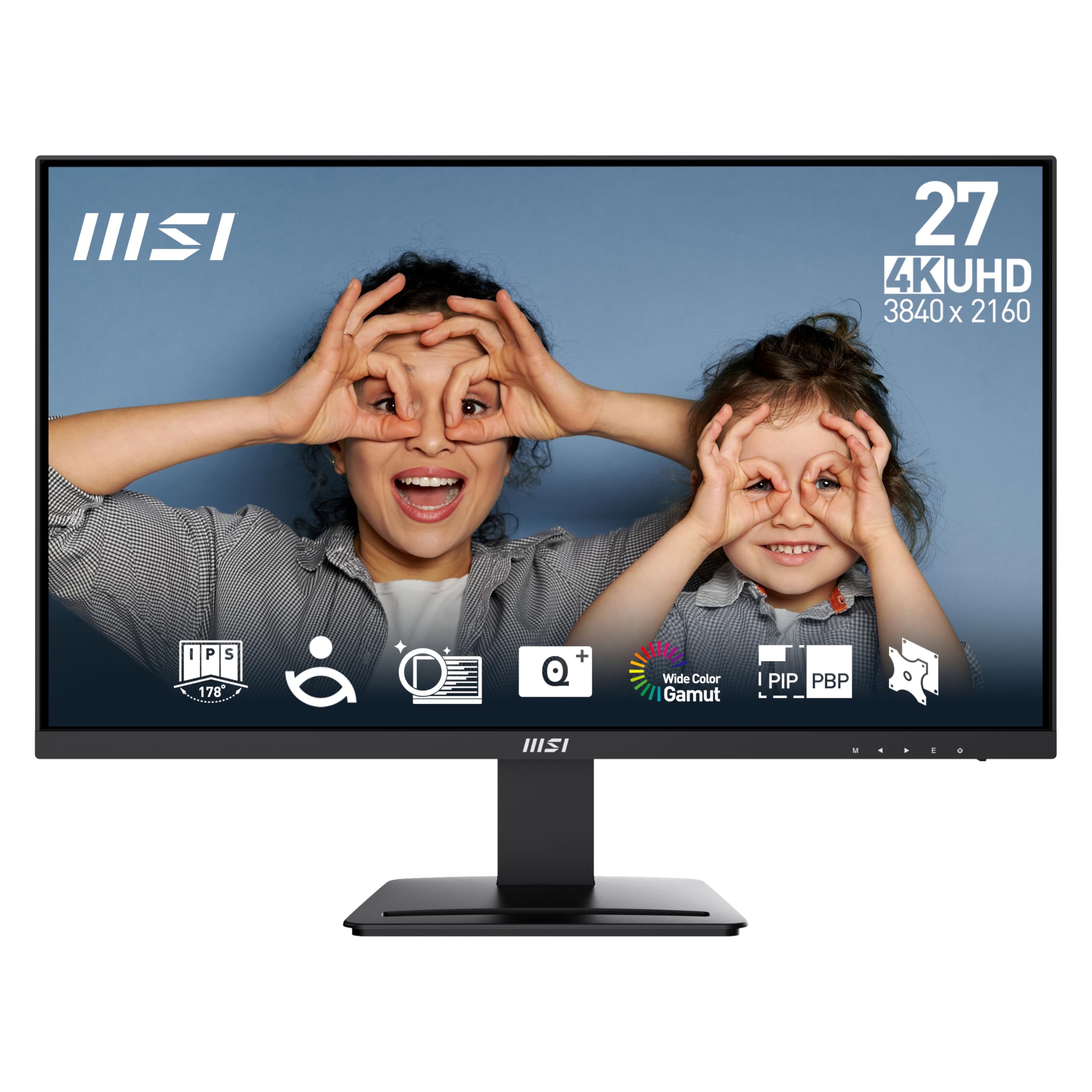 MSI PRO MP273U, IPS 3840 x 2160 (UHD) Computer Monitor, 4K, 60 Hz, Adaptive-Synch, HDMI, DisplayPort, 4ms (GTG), Black