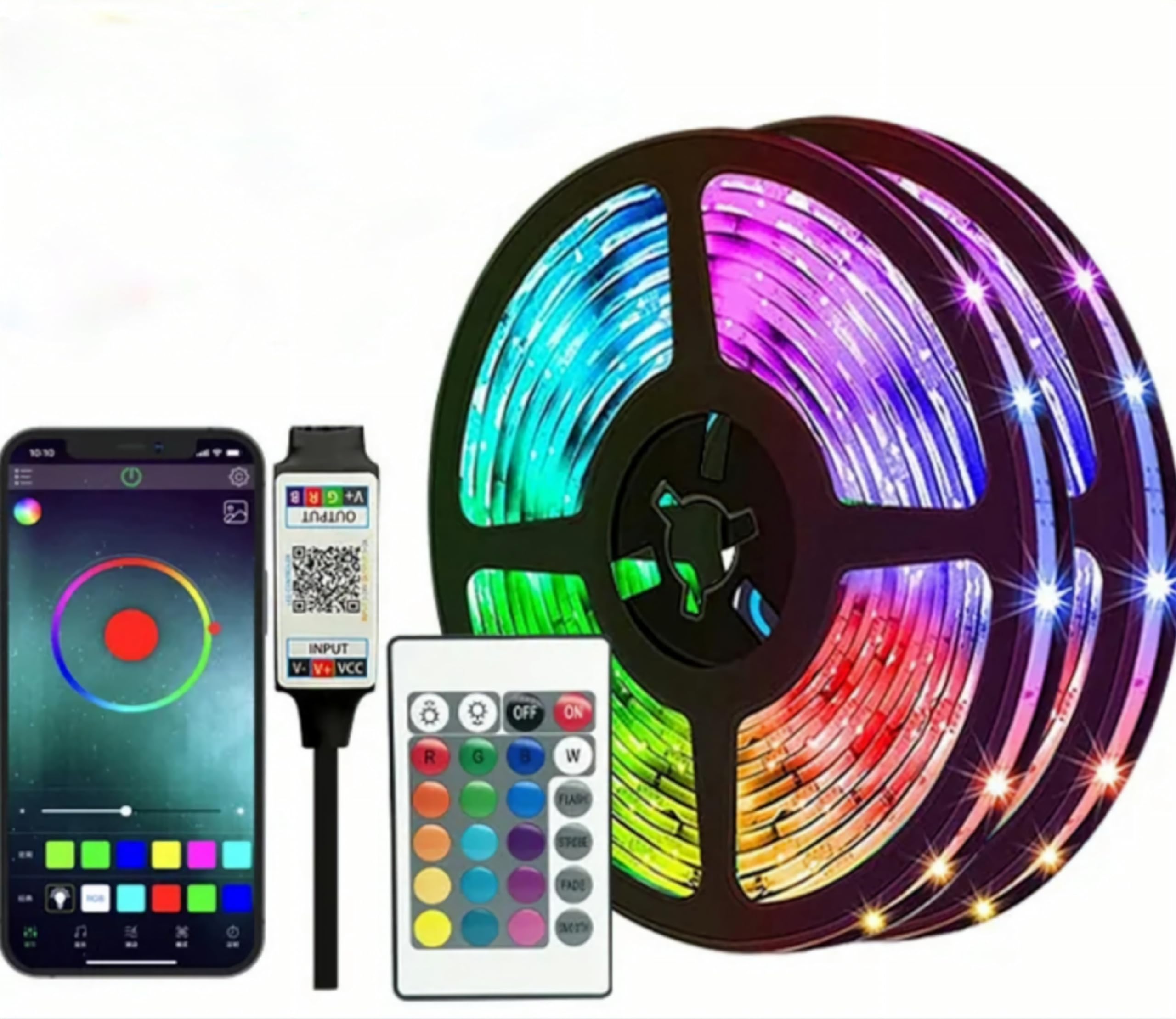 LED Strip Lights, 10M, RGB 5050,16 Million Colors, Led Strip Lighting with Remote, Music Sync, Color Changing Decorating Lights for Party, Home, Bar, Packaging May Vary.