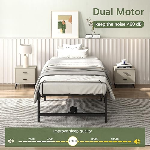 Miniatura 4 de JAXPETY Base de cama de plataforma de metal de 14 pulgadas, base de colchón resistente, no necesita somier, con base de acero y almacenamiento