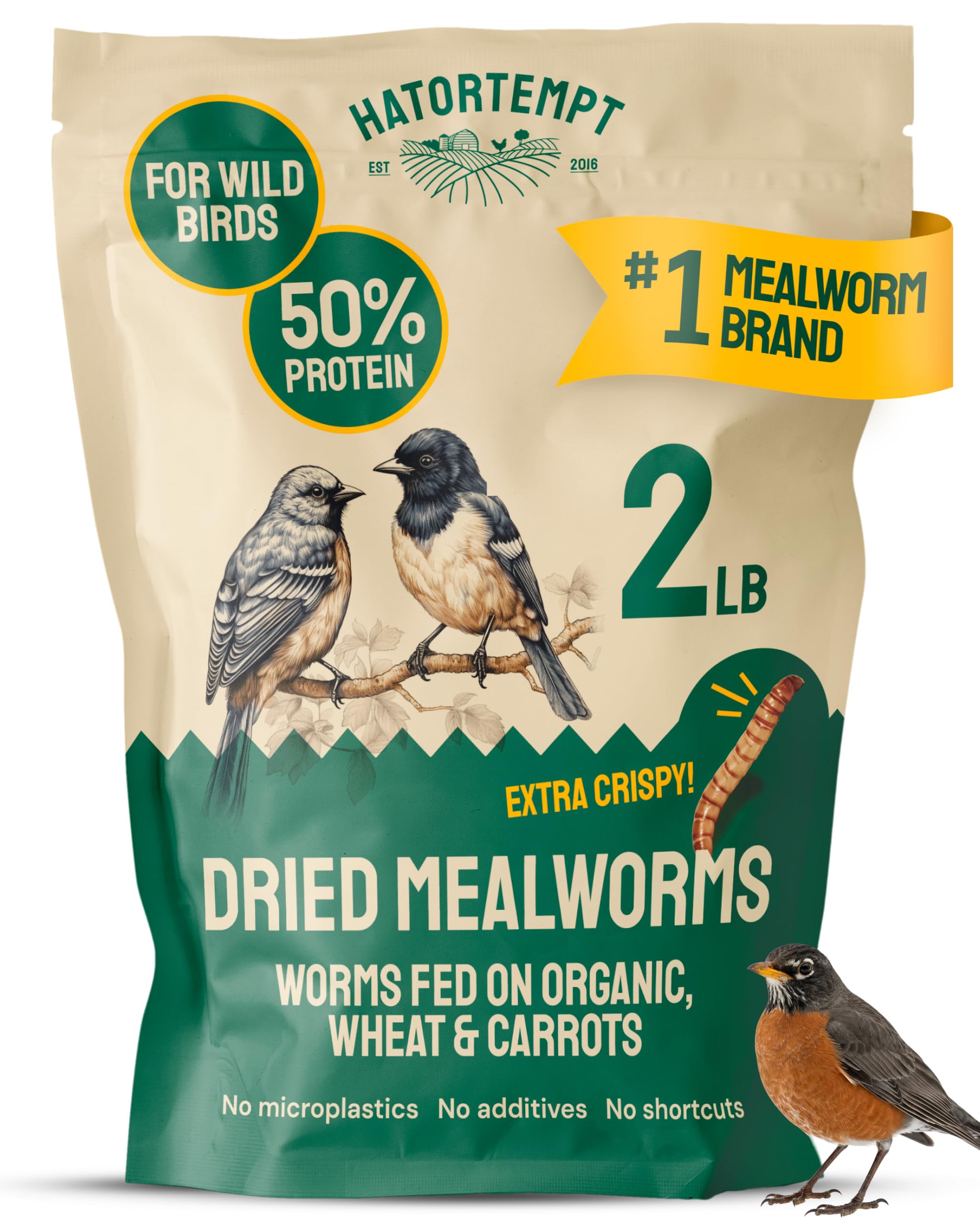 Hatortempt Dried Mealworms 2lb