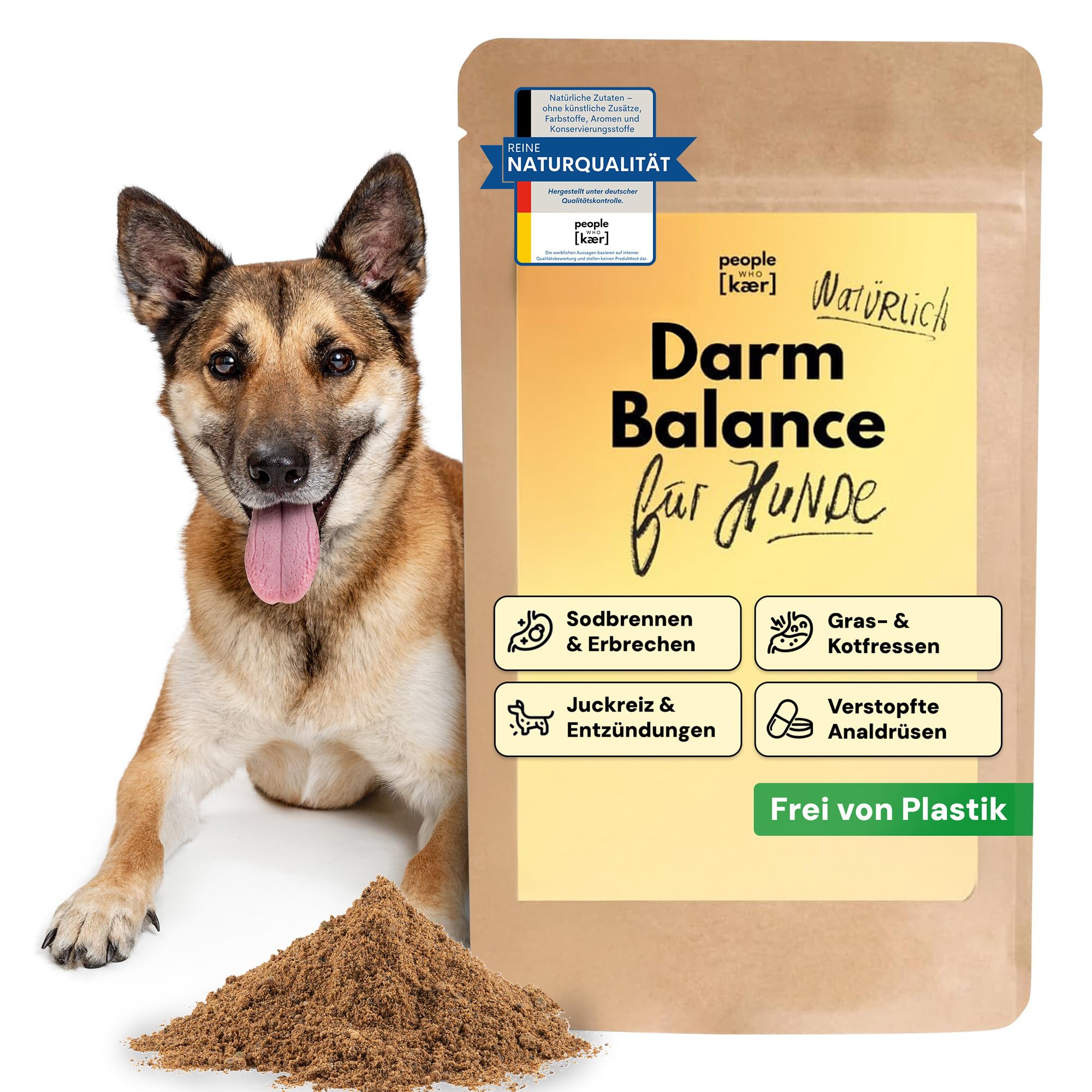 People who Kaer Darmpulver für Hunde 200g Probiotika & Präbiotika, Darmflora Aufbau Hund unterstützt bei Durchfall und Darmsanierung, Pulver mit Flohsamenschalen, Vitamine für Hunde Darmfunktion