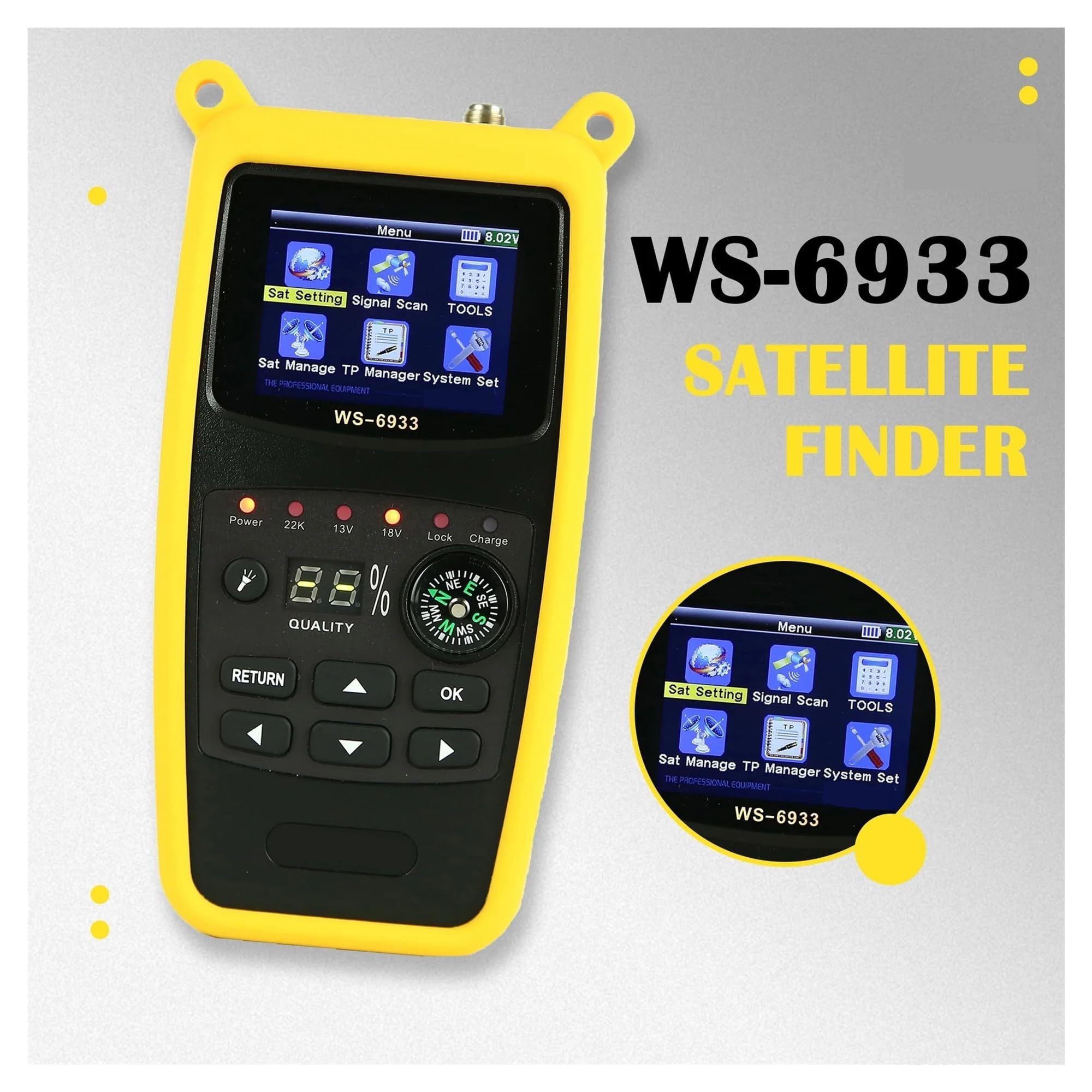 Détecteur de Satellite numérique, écran LCD de 2.1 Pouces, récepteur de Signal DVB-S2 for régler de télévision par Satellite pour l'installation de l'antenne