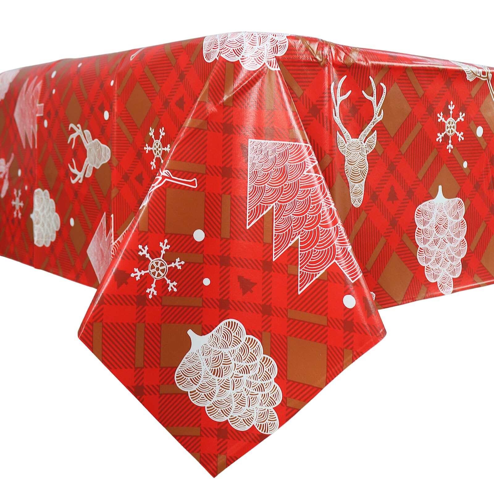 Mr Crimbo Christmas Wipe Clean PVC Vinyl Tablecloth - Grey Snowflakes