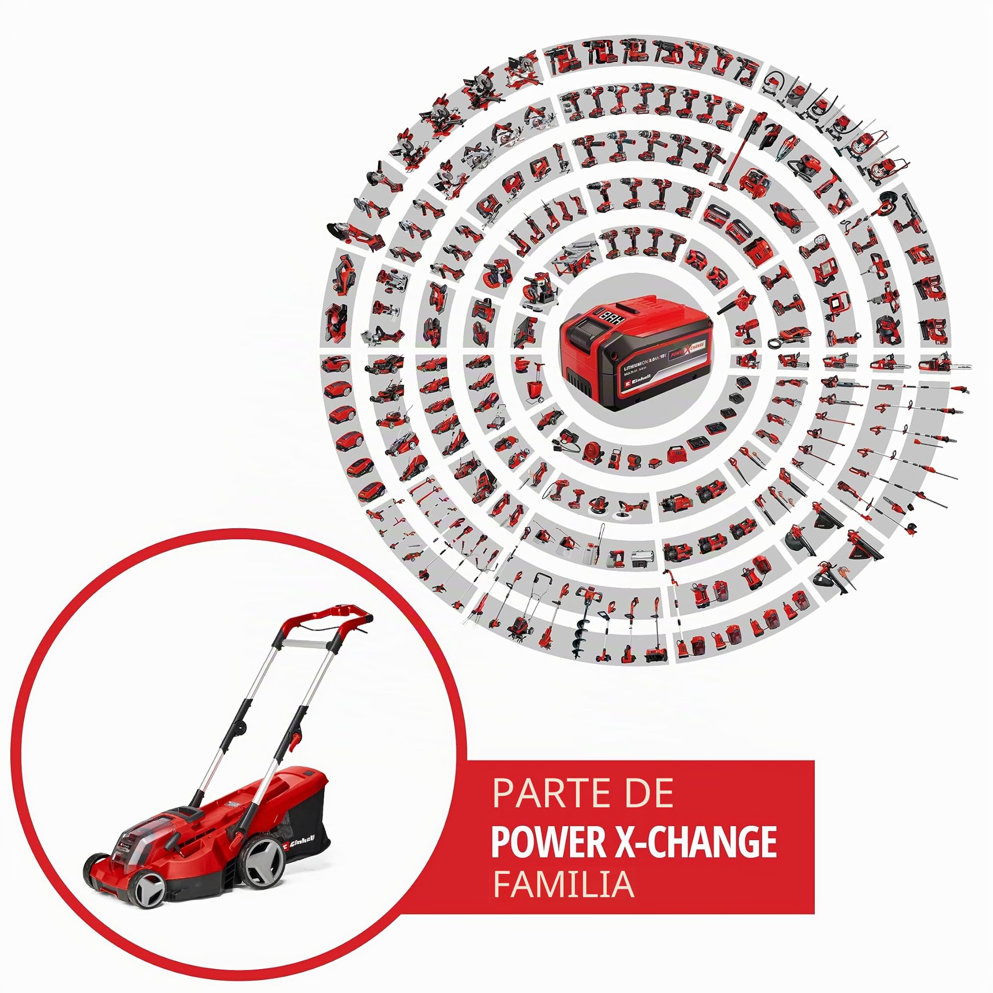Einhell Cortacésped inalámbrico RASARRO 36/36 Kit | PXC | 36 V | 36 cm de ancho de corte | hasta 400 m² | Cesta de recogida de 45 L | 2 baterías PXC+ de 3,0 Ah y 2 x cargadores