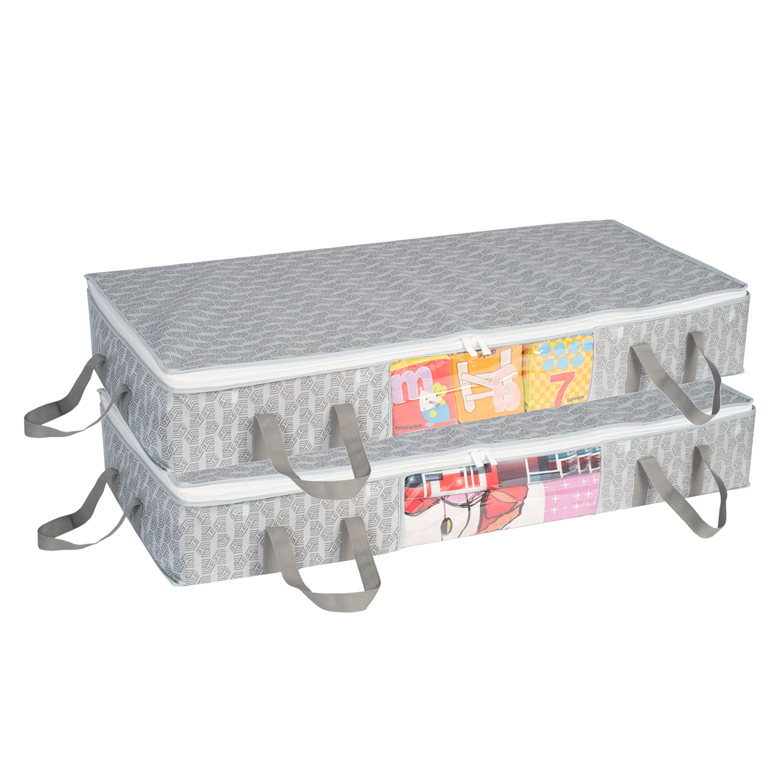 HomeStrap Polypropylene Set of 2 Rectangular Under Bed Storage Organiser Bag With Large Front Window Zipper (Grey) (Shark Tank Product) (B0B2LKZBQ1) Amazon Price History, Amazon Price Tracker