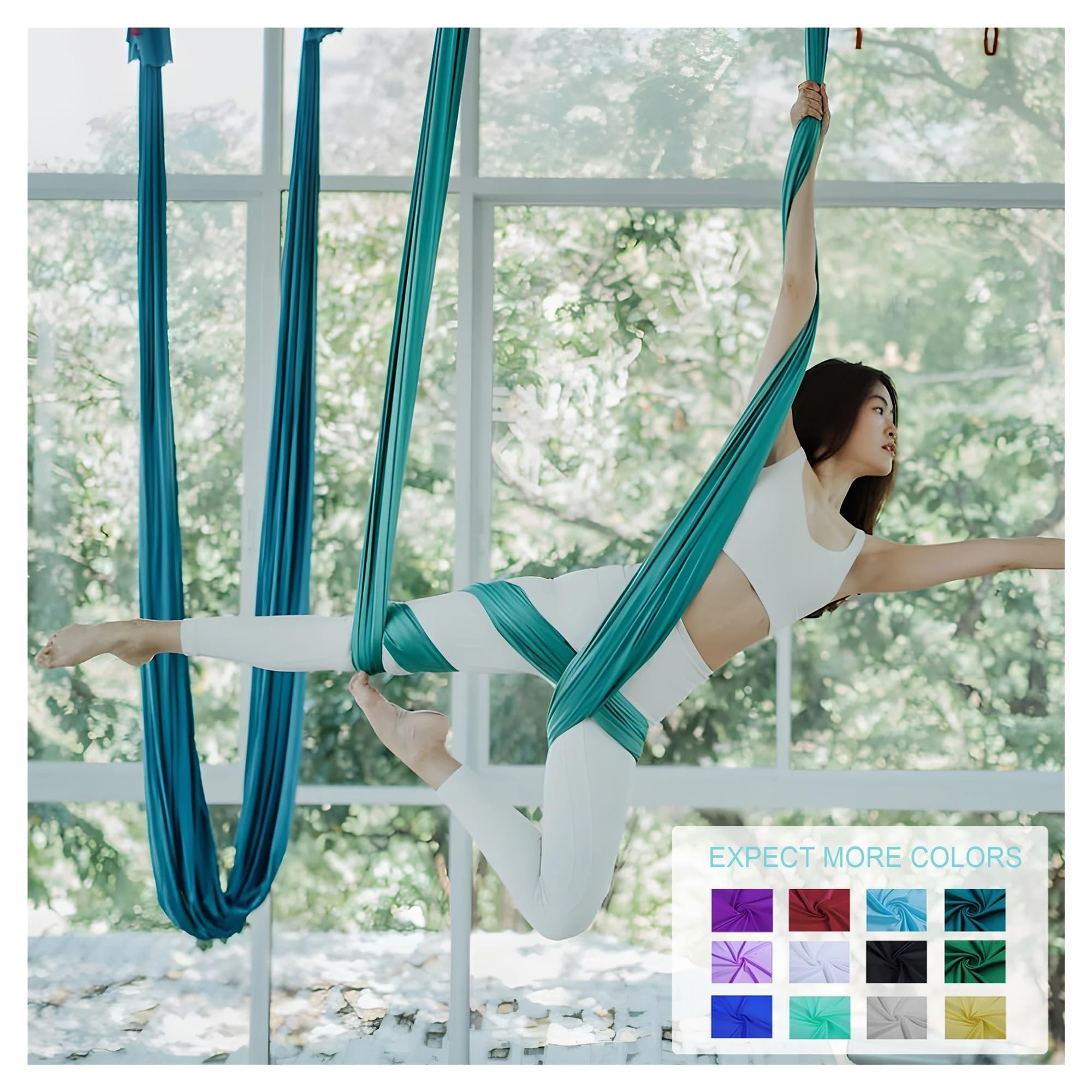 Columpio Yoga Aereo Juego Completo de Columpio y Vuelo, Hamaca de Yoga de 5m, Columpio de Tela, Cinturones de Yoga antigravedad multifunción for Entrenamiento de Yoga