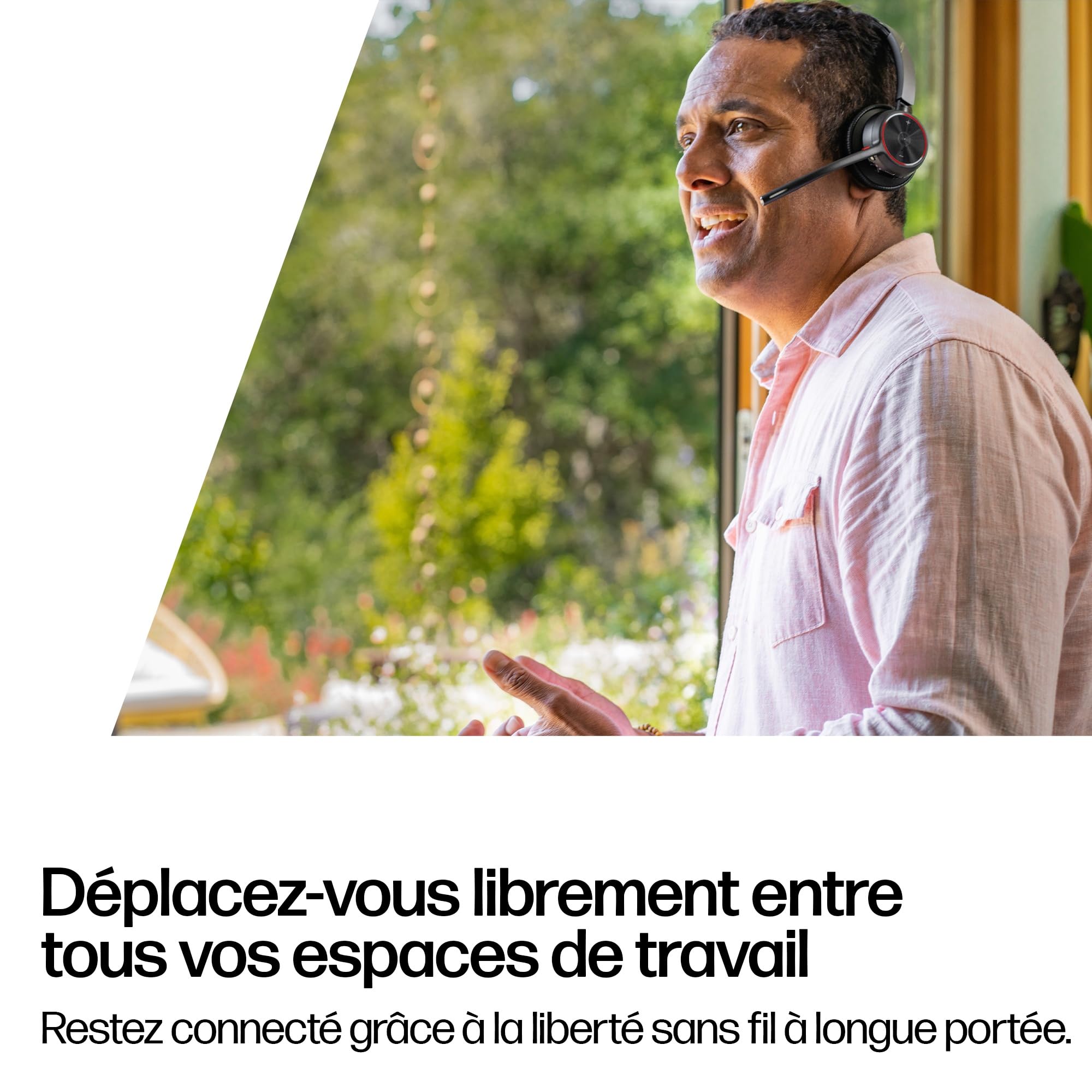 Micro-casque sans fil Poly Voyager 4320 UC - Micro-casques binauraux avec perche microphone antibruit - Connexion à un PC/Mac/Téléphone portable via Bluetooth - Fonctionne avec Teams (certifié), Zoom