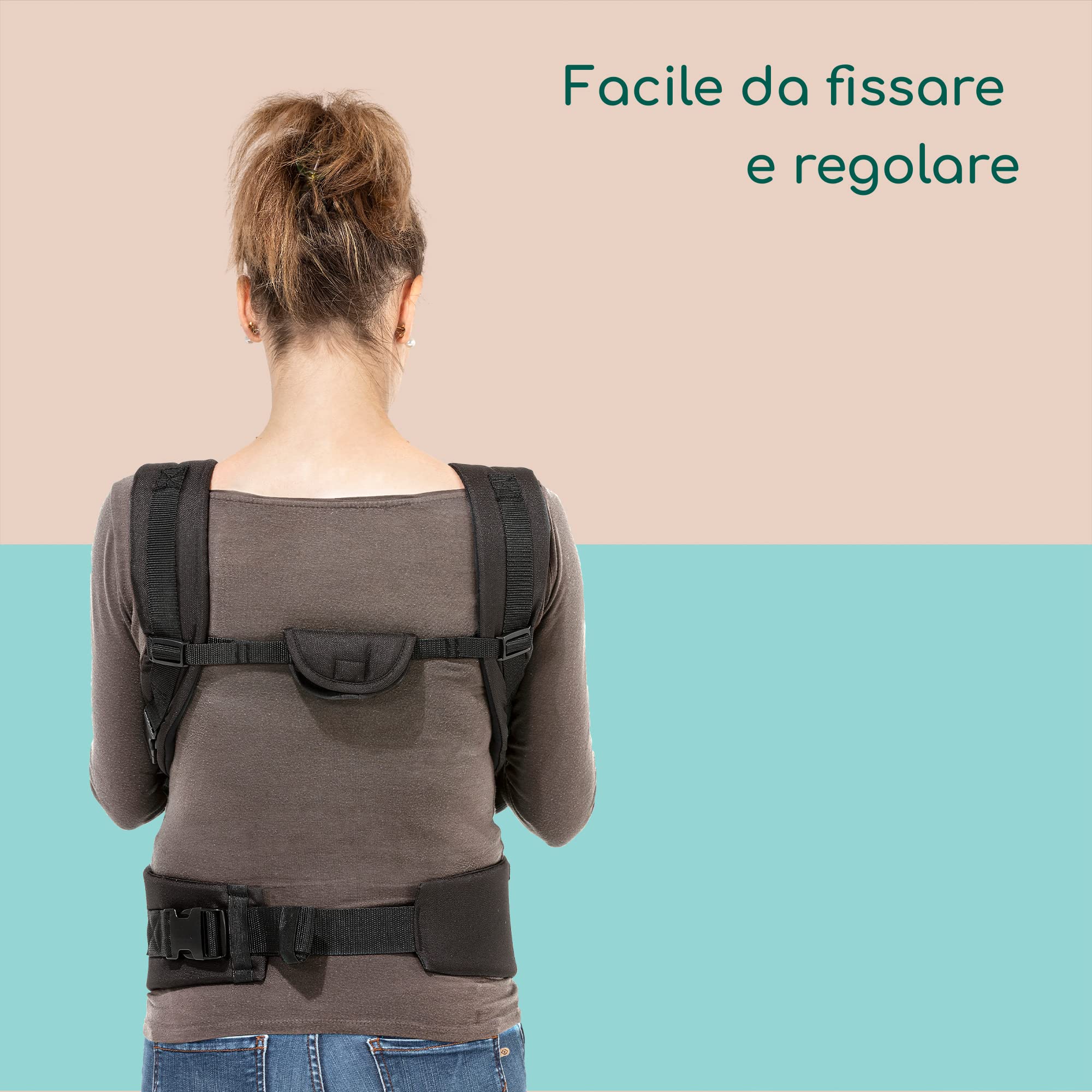 Bebeconfort Go4 Marsupio Ergonomico per neonati, 4 posizioni: fronte mamma e fronte strada, Schiena e Laterale, per bambini dalla nascita fino-15kg, Colore Black Chic (grigio scuro)