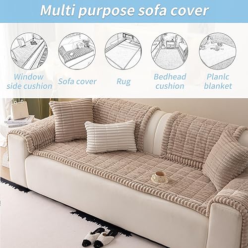 Miniatura 4 de Funda de sofá lavable para mascotas, antideslizante, para perros, duradera, apta para mascotas, para sofás y sofás (marrón, 27.6 x 82.7 pulgadas)