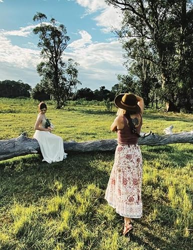 Miniatura 6 de MEROKEETY - Falda larga por debajo de la rodilla, acampanada y plisada de cintura alta con estampado floral bohemio para mujer