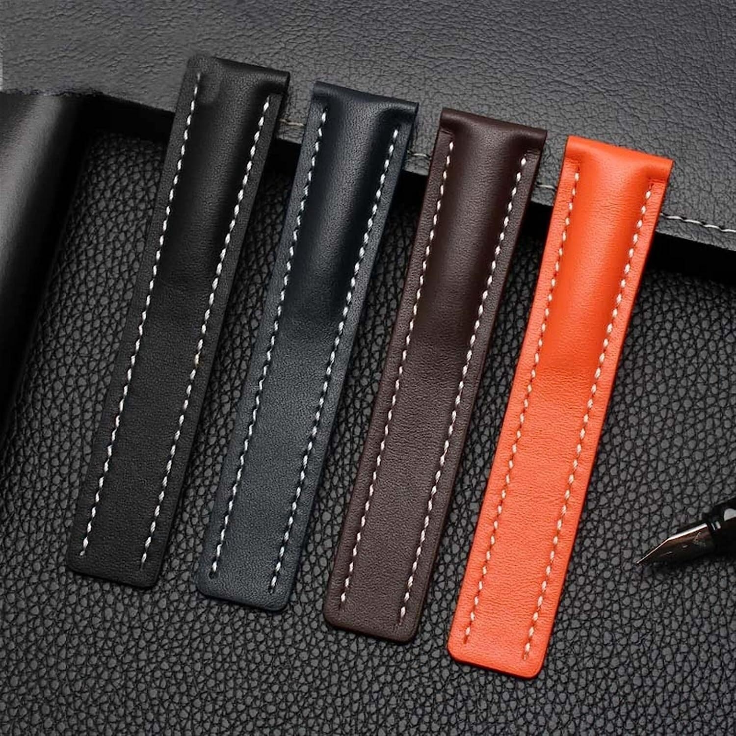 Cinturino in vera pelle di mucca per orologio Breitling Band con fibbia di distribuzione WatchBands braccialetto 22mm 24mm