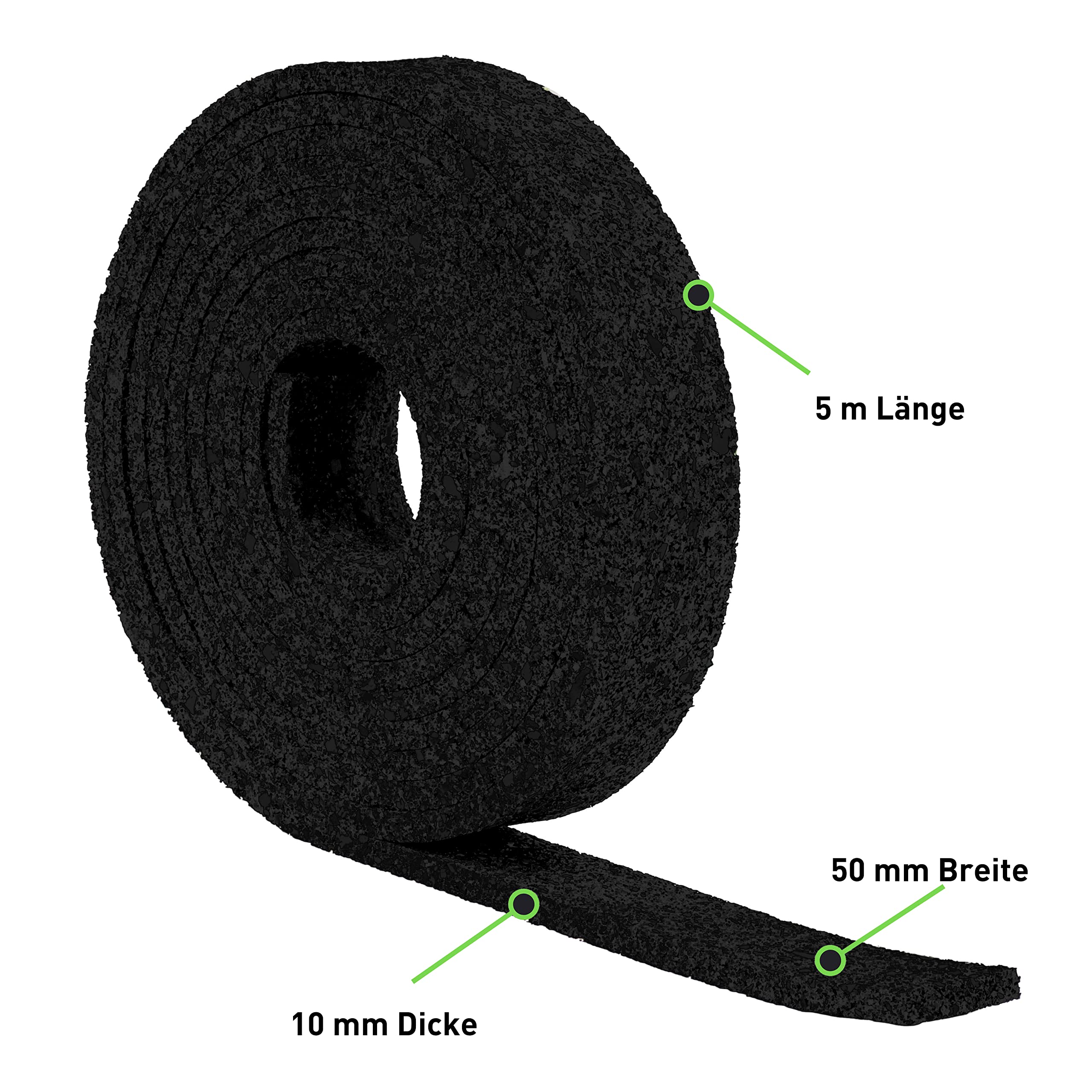 My Plast Terrassenpads Rolle - 20 m x 50 mm x 3 mm, 4 Stück - Bautenschutz-Matte aus Gummigranulat - wasserfeste & robuste Gummi-Unterlage für Balkon- & Terrassenbau