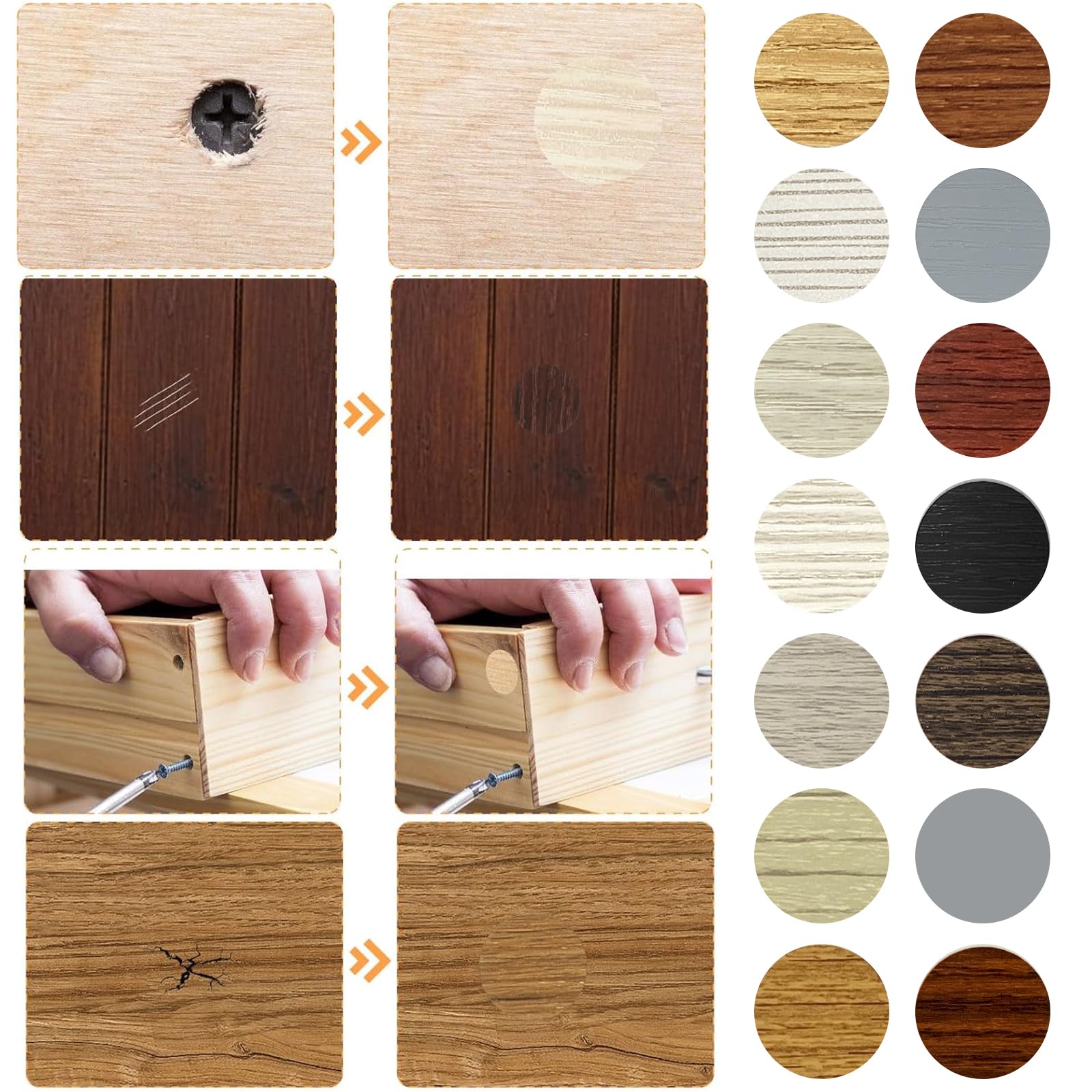 Lot De 11 Feuilles De 594 Cache-vis Autocollants Pour Meubles, Armoires, Cuisines, Bibliothèques, Trous De Bois, Décoration D'intérieur