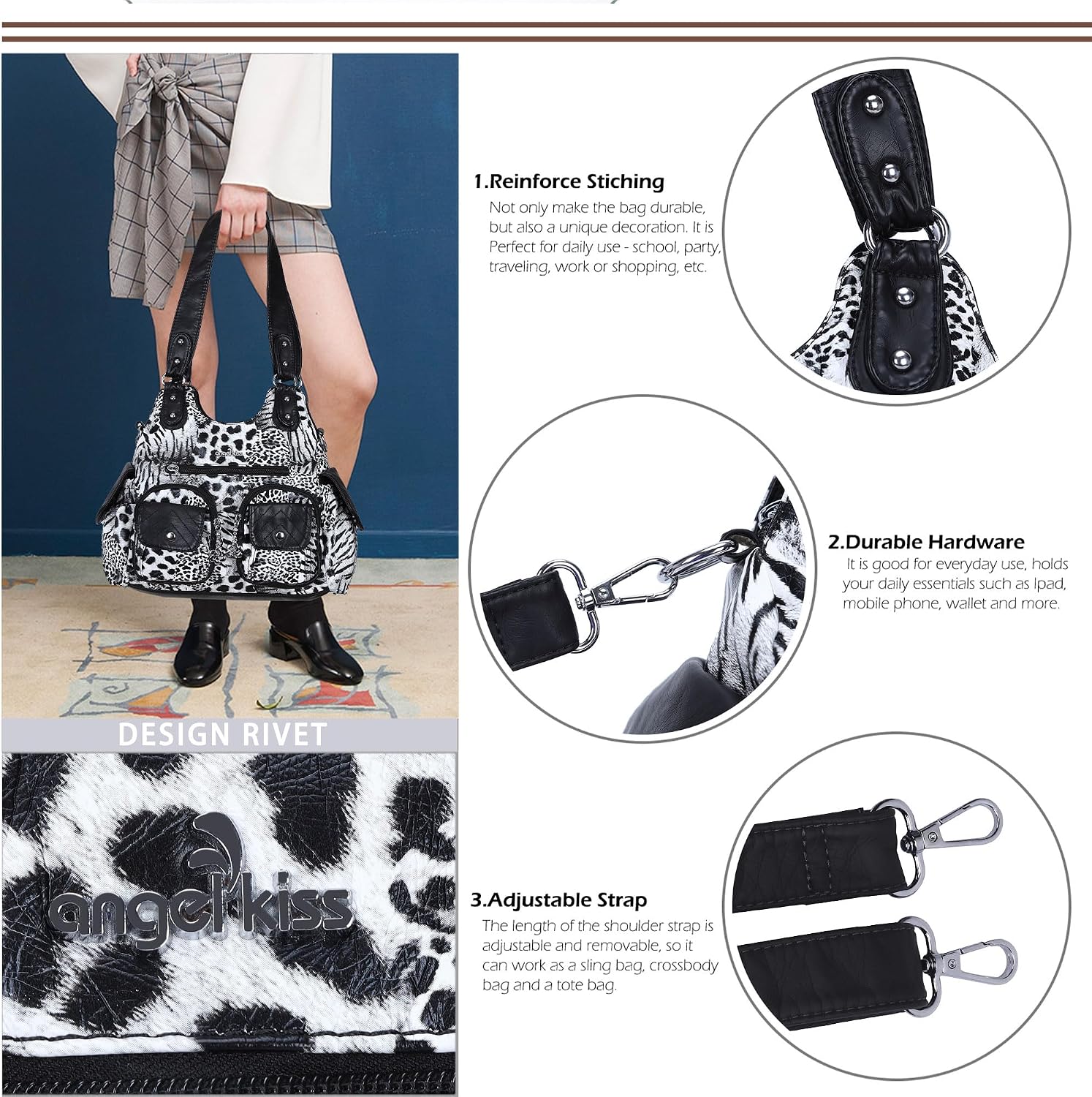 Angel Kiss Purses for Women Hobo Bag Soft PU Leather Shoulder Bag for Women