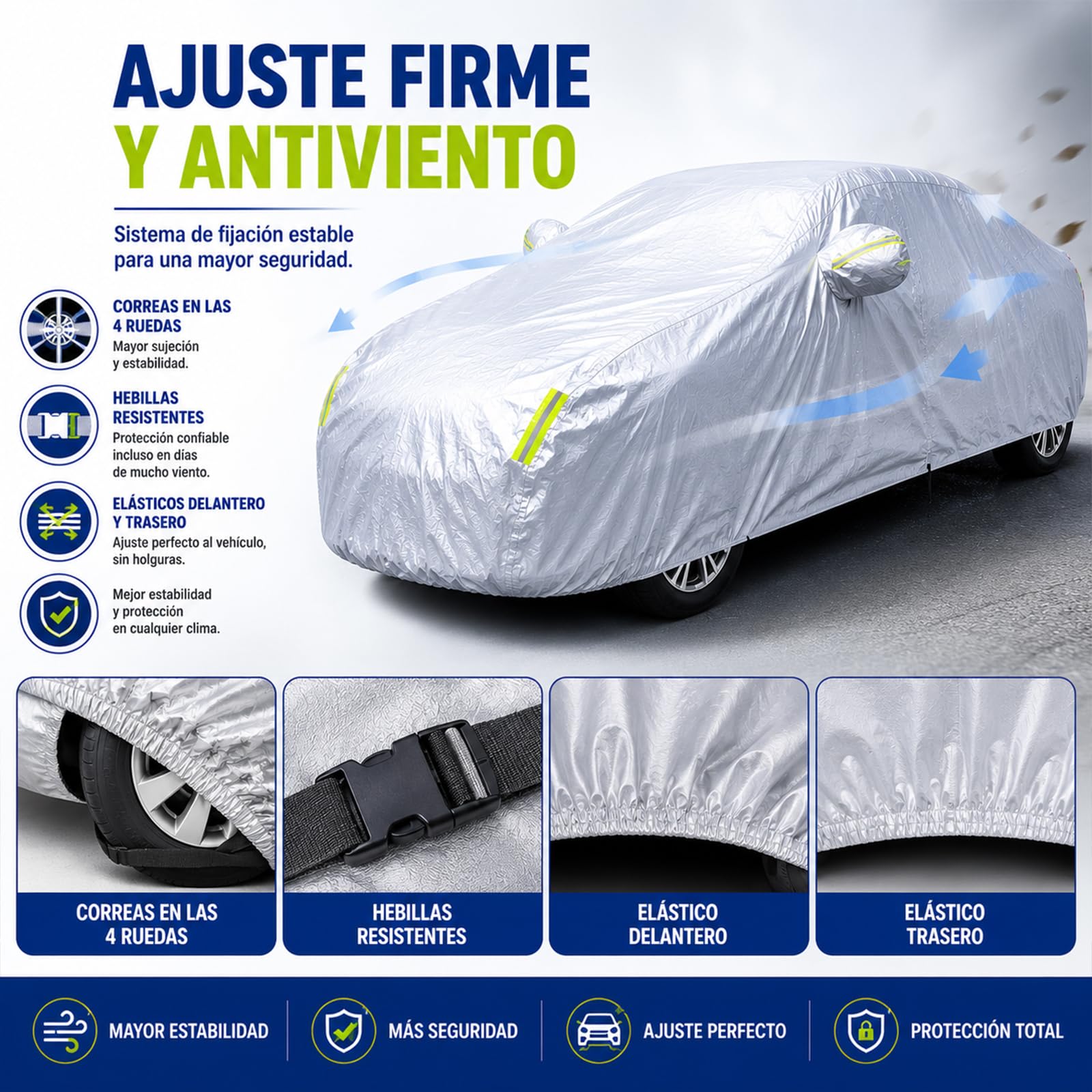 Funda de Coche【Nuevo Modelo 2026】 Universal Funda de Coche A Prueba de Polvo A Prueba de Nieve Protección UV para Hatchback Longitud Impermeable Exterior Interior （483 * 145 * 195CM）