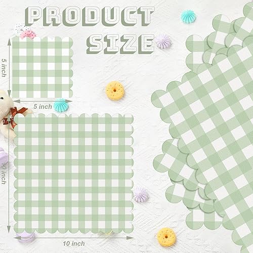 Miniatura 8 de 100 servilletas de cóctel festoneadas a cuadros, servilletas de papel grueso, servilletas festoneadas desechables para decoraciones de fiestas,