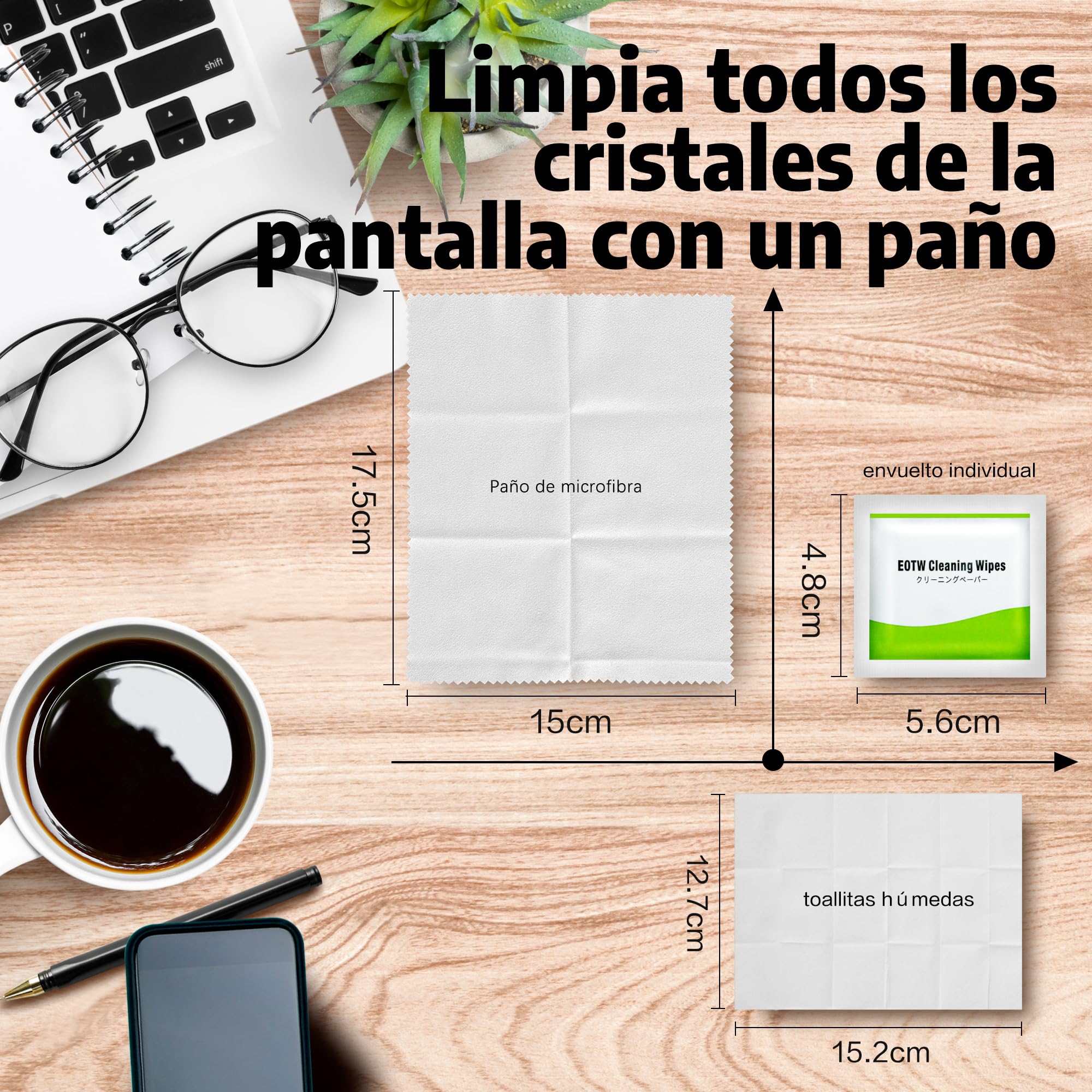 EOTW Toallitas Limpia Gafas,240 Toallitas Limpiador para Gafas, Pantallas, Lentes, Smartphones, Cámaras, Dispositivos ópticos y Electrónico