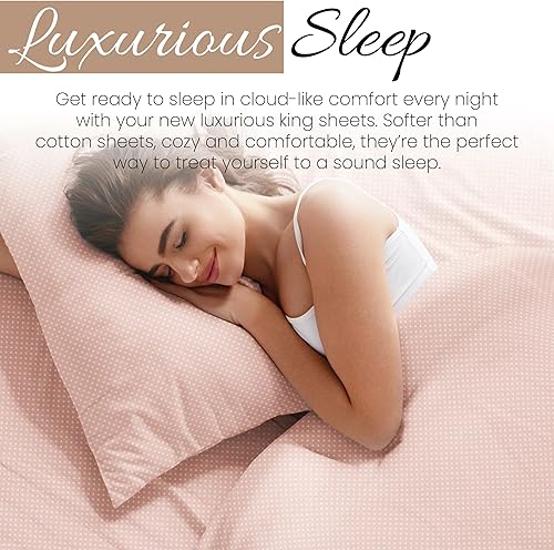 Miniatura 7 de Linen Market Juego de sábanas King de 4 piezas (corazones rosados). Duerme mejor que nunca con estas sábanas ultrasuaves y refrescantes para tu cama
