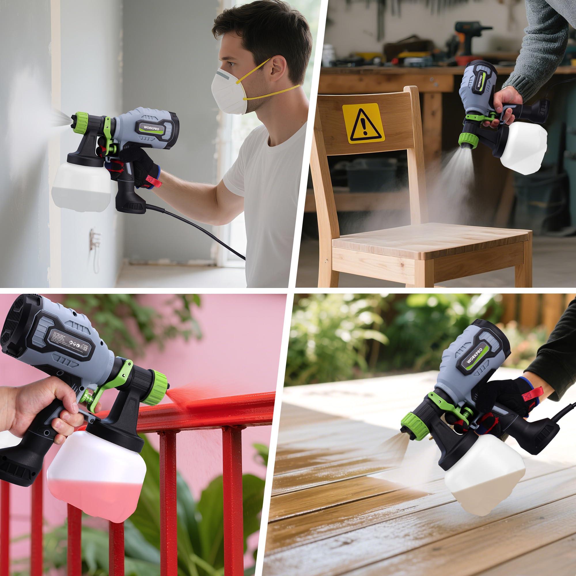 WORKPRO Paint Sprayer - 600W HVLP with 4 Nozzles -9 WORKPRO Paint Sprayer - 600W HVLP with 4 Nozzles -9