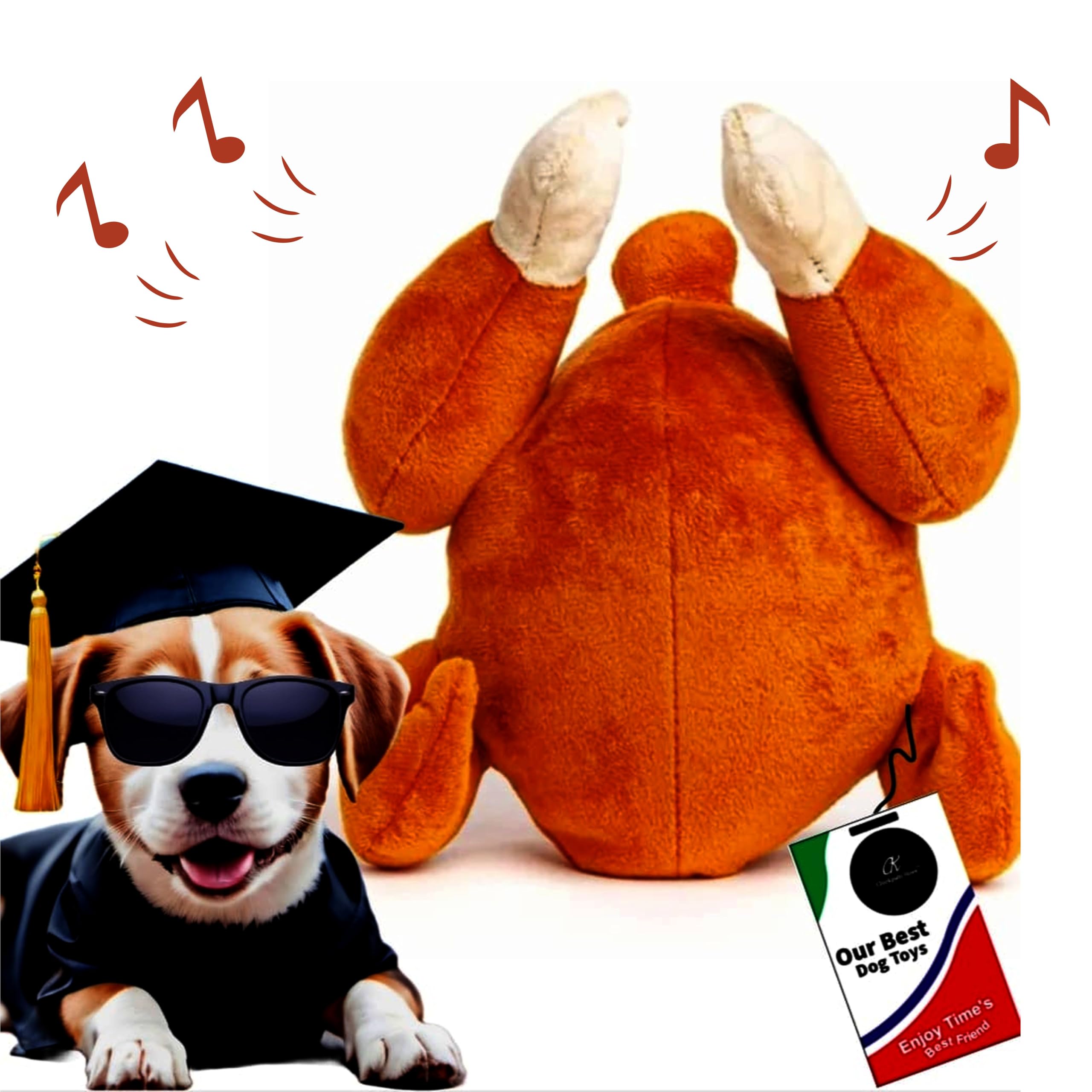 Industructible Thanks Giving Turkey Stuffed Chicken Roasted Plush Toy, Durable Squeaky Dog Chew Toy, Interactive Sound Pet Dogs Toy- Best for High