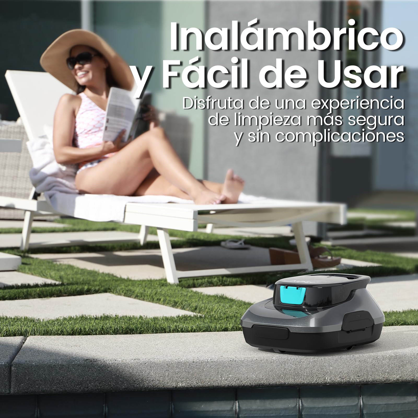 AIPER Scuba SE Limpiafondos Piscina, Robot de Piscina Sin Cable, 90 Minutos de Limpieza, Potente Aspiración, Autoaparcable, para Piscinas Elevadas de hasta 80㎡