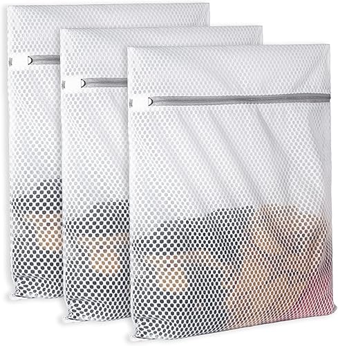 3 Piezas Bolsas de Lavandería Duraderas de Malla de Panal para Ropa Delicada, Tela de Red de 3.69 oz/yd², Duradera y Reutilizable, Bolsa de Lavado