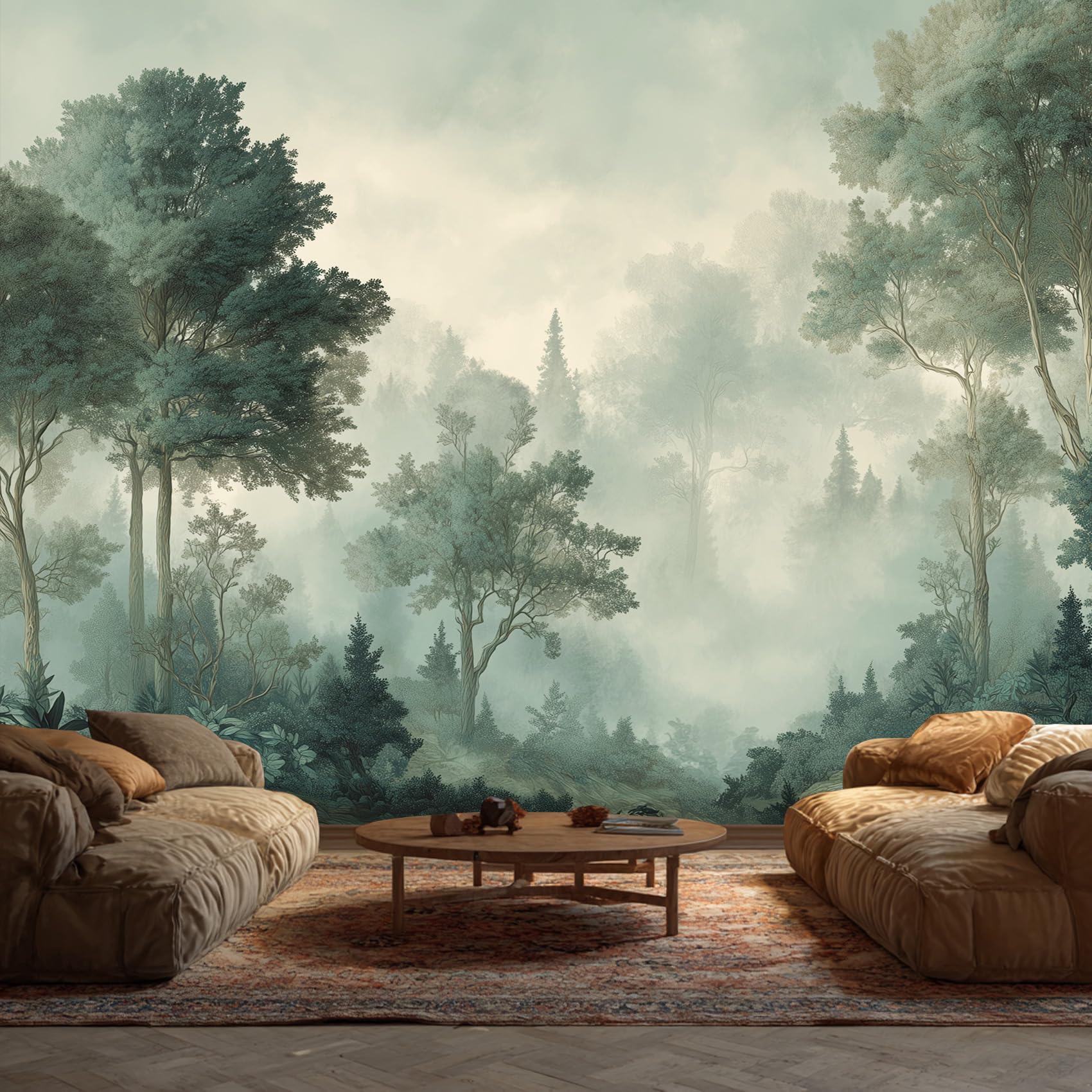 Generisch Tapete Nebelwald, Vliestapete Natur Landschaft Innen Wohnzimmer Küche Schlafzimmer Tapeten, Nebelwald Wand Deko Wandtapete 350L x 256B cm
