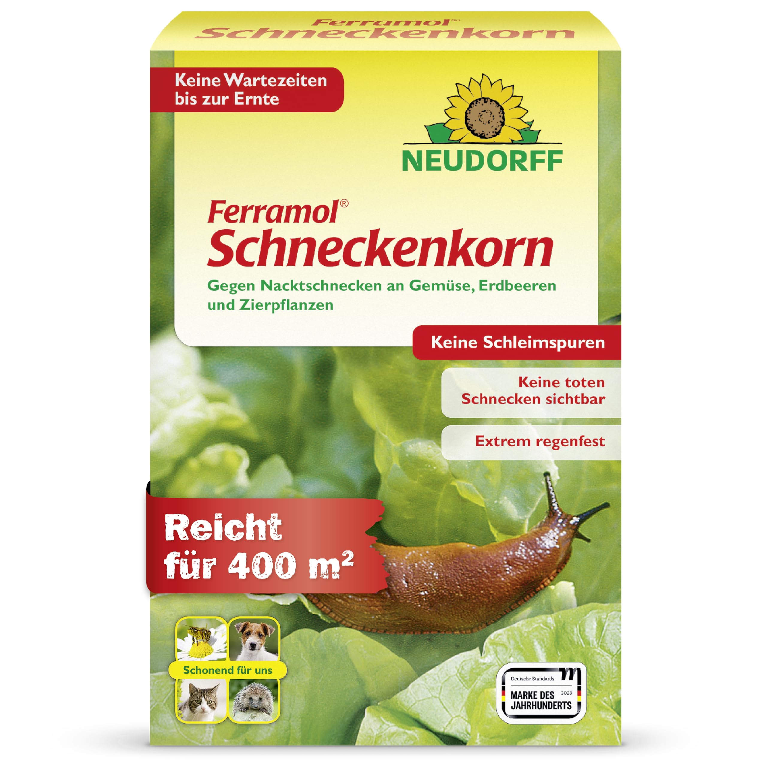 Neudorff Ferramol Schneckenkorn – Zuverlässiger und schneller Schneckenschutz - Extrem Regenfest. Keine toten Schnecken sichtbar, keine Schleimspuren. Schonende Rezeptur, 2 kg