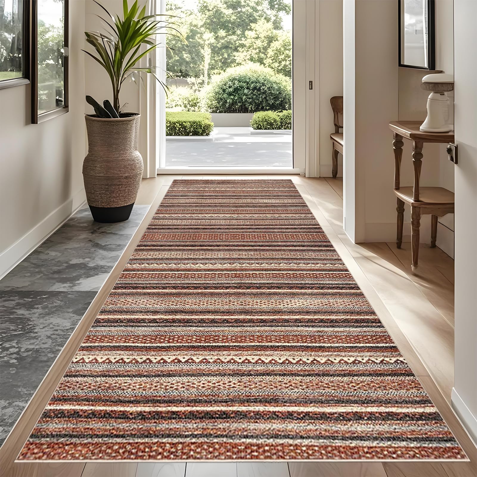 YUEAENK Runner Rugs for Hallway Non Slip 90 x 300 cm Hallway Runner Mat Extra Long Washable Entryway Rug Low Pile Non Shedding Carpet Runner for Kitchen Doorway Laundry Room
