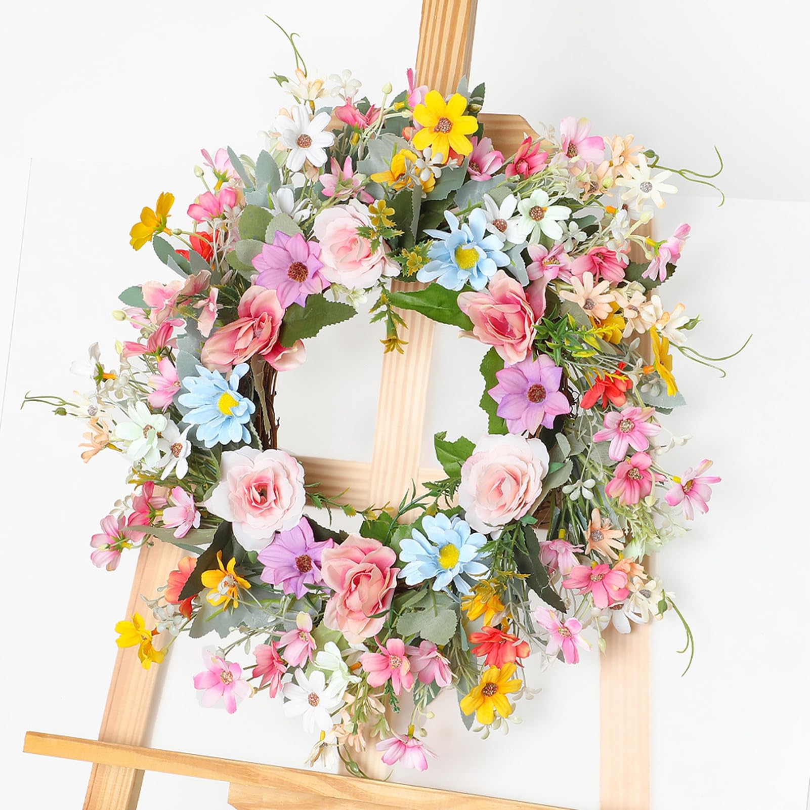 Fockety di Fiori Artificiali per Porta, Ghirlanda Primaverile 17 Pollici,