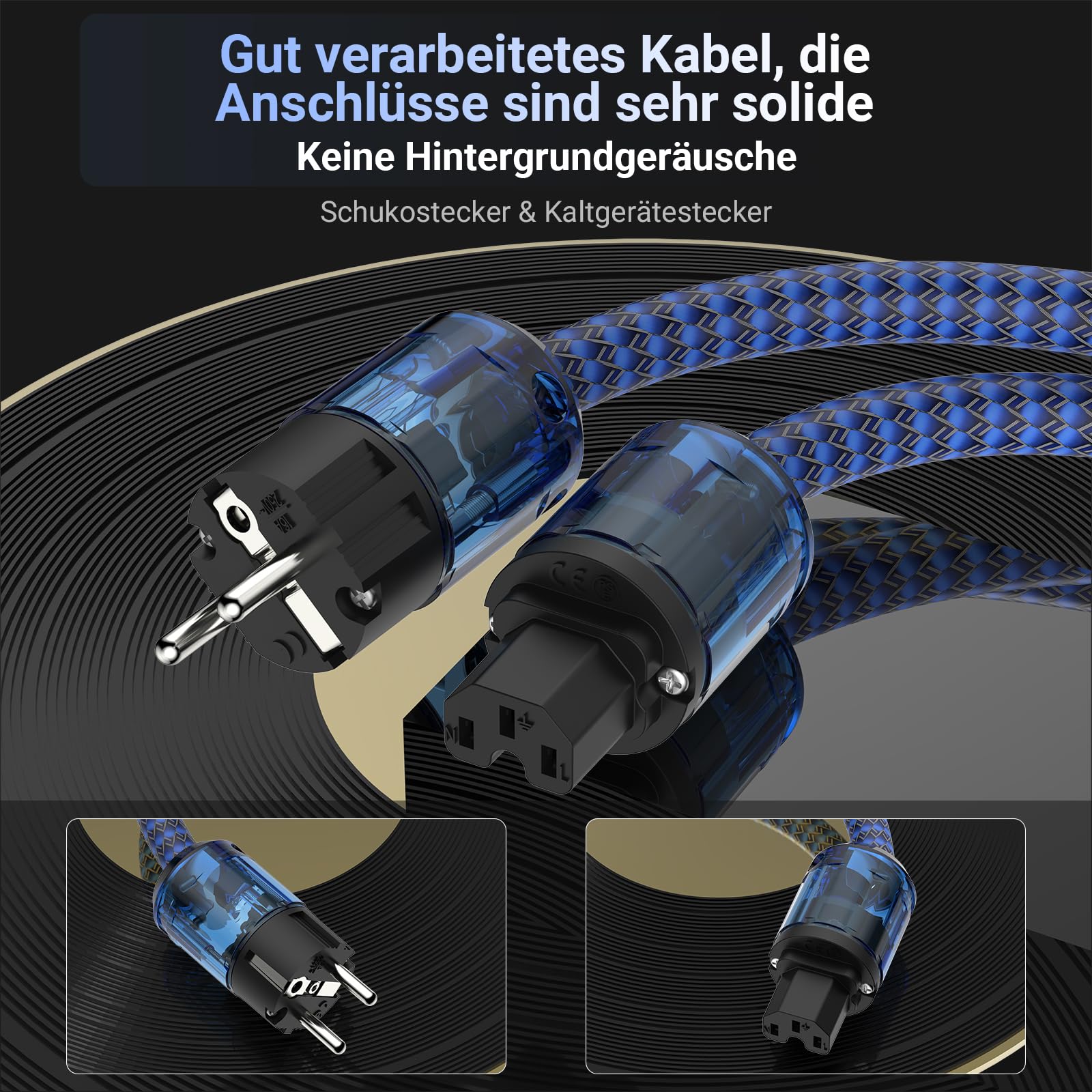 Tertullus HiFi High End Netsnoer C15 Stroomkabel HiFi Audio Koudapparaatkabel met Schuko-stekker en koudestekker (PE, 2 m Tertullus HiFi High End Netsnoer C15 Stroomkabel HiFi Audio Koudapparaatkabel met Schuko-stekker en koudestekker (PE, 2 m