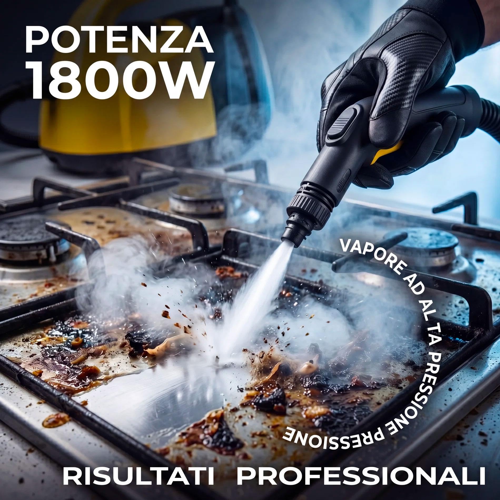 081 Store - Pulitore a Vapore 1800W 16 Accessori Multifunzione per Casa – Pulizia Profonda Senza Prodotti Chimici per Divani, Materassi, Vetri, Bagno e Cucina