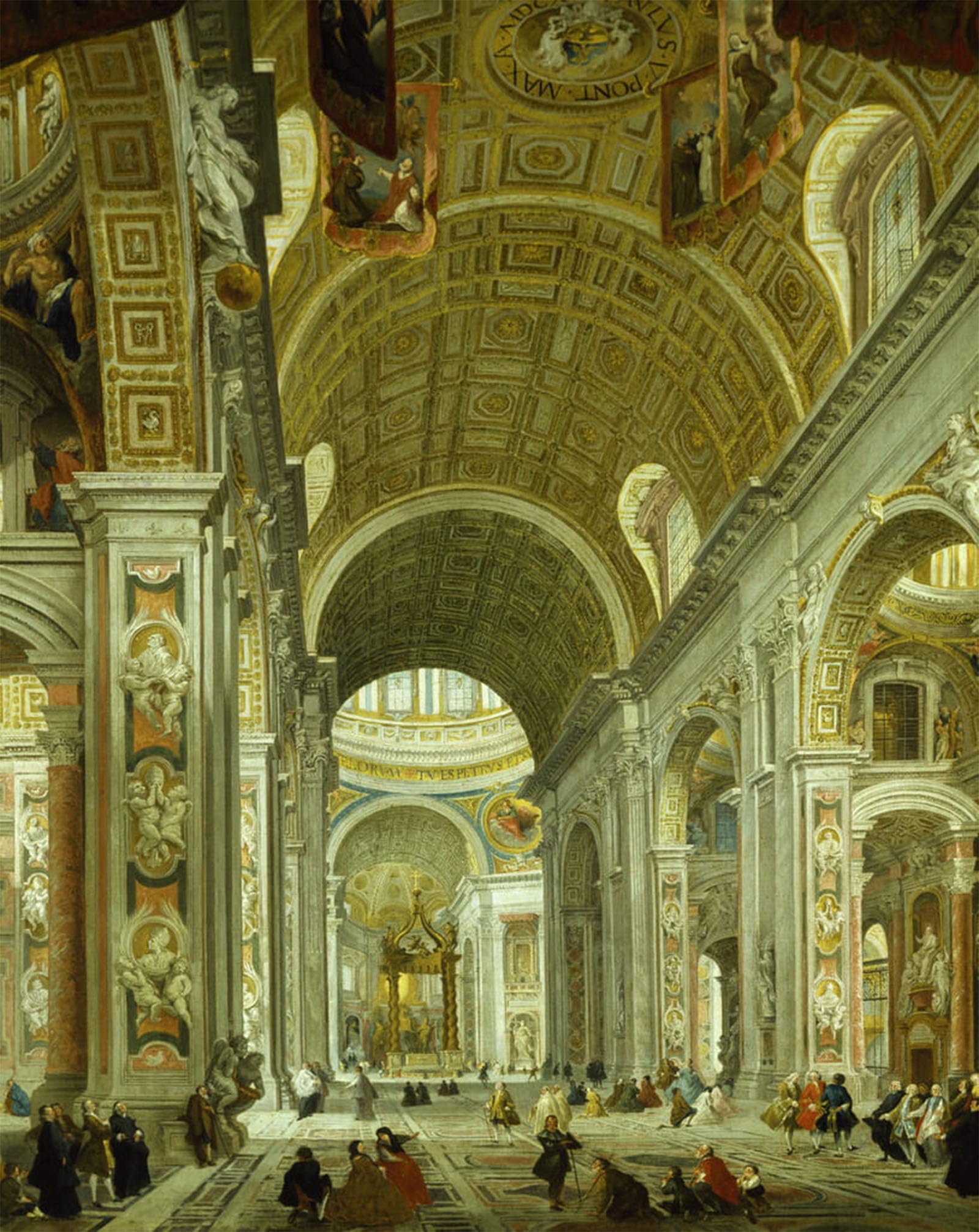 SERENDIPITP Abstract Painting Mural Print Picture Wall Decor Painting Interior of St Peter's Basilica by Paolo Pannini Vintage Wall Artwork for Home Decor 60x90cm