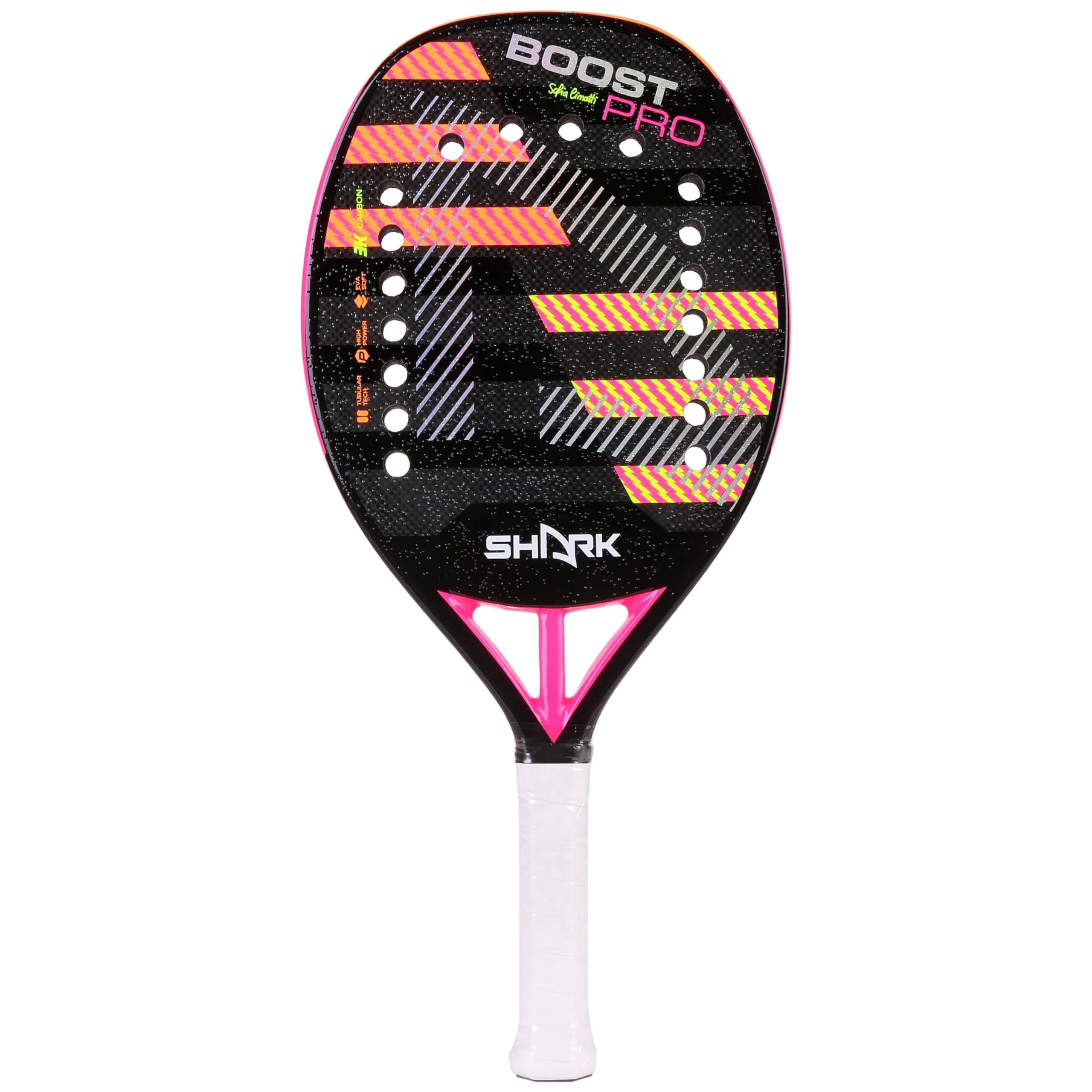 Shark Boost | Professional Beach Tennis Racket | Carbon Fiber 3K | Sofia Cimatti Signature | Powerful, Precise, and Spin-Enhancing