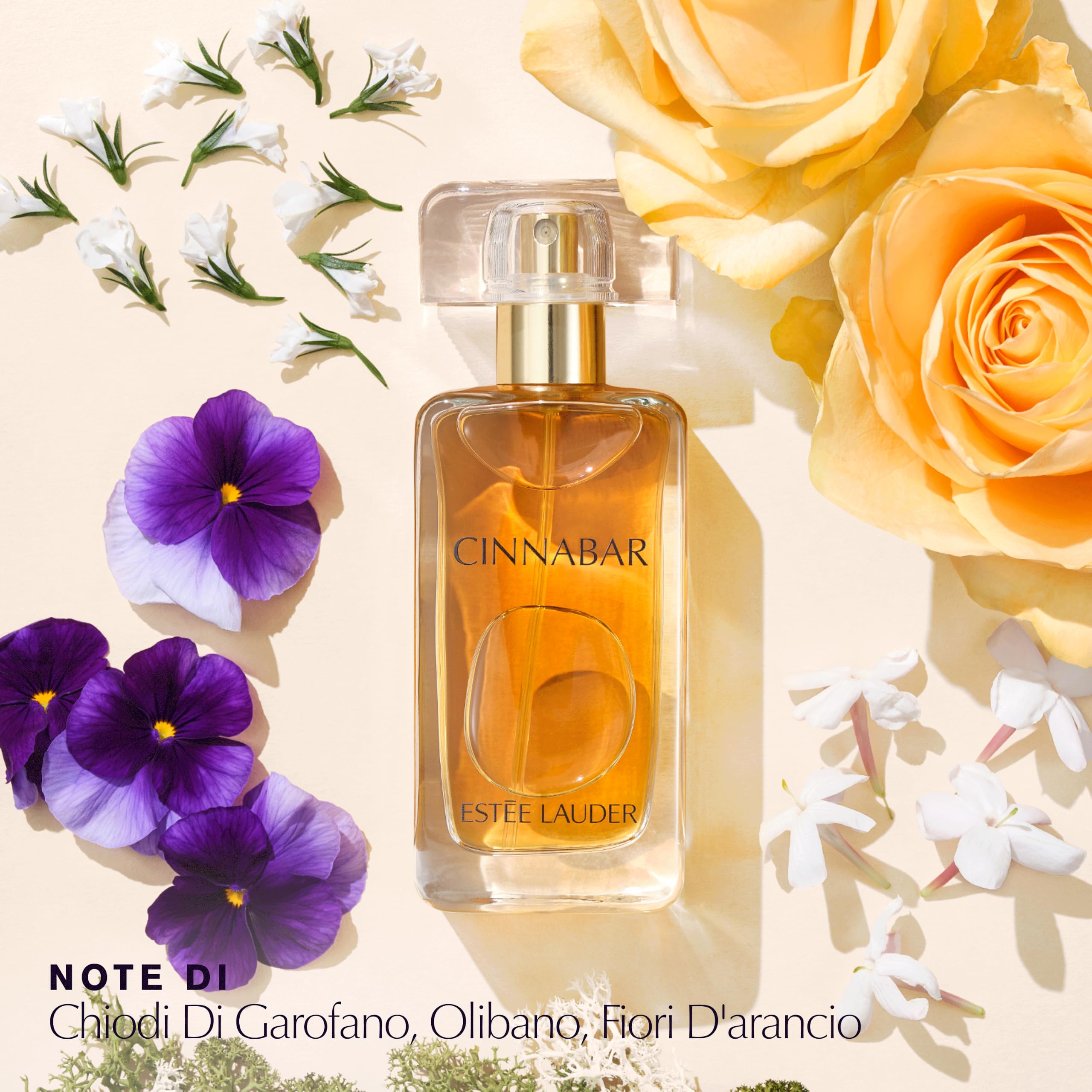 Estée Lauder Cinnabar Eau de Parfum Spray - Profumo donna speziato ambrato con note di gelsomino, fiori d’arancio e chiodi di garofano, 50ml