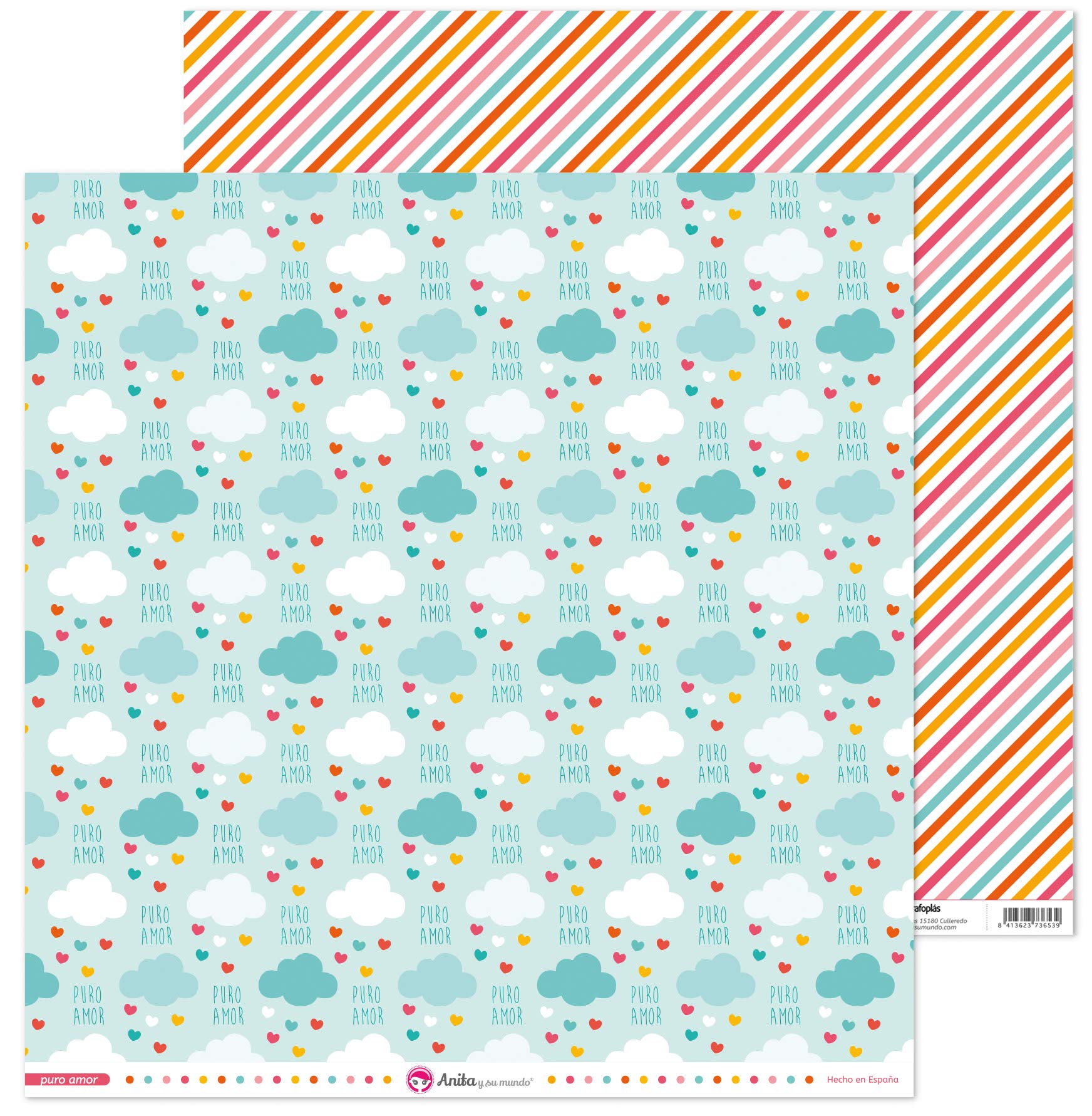 Anita and Su Mundo Pure Love Collection Scrapbooking Papers, Paper, Clouds, 12" x 12", 30.5 x 30.5 cm