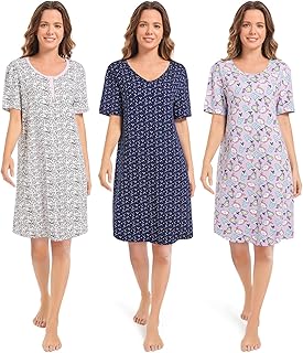 3 Pack Nightgowns for Women Short Sleeve Night Gown Soft Sleep Shirts Women's Sleepwear
