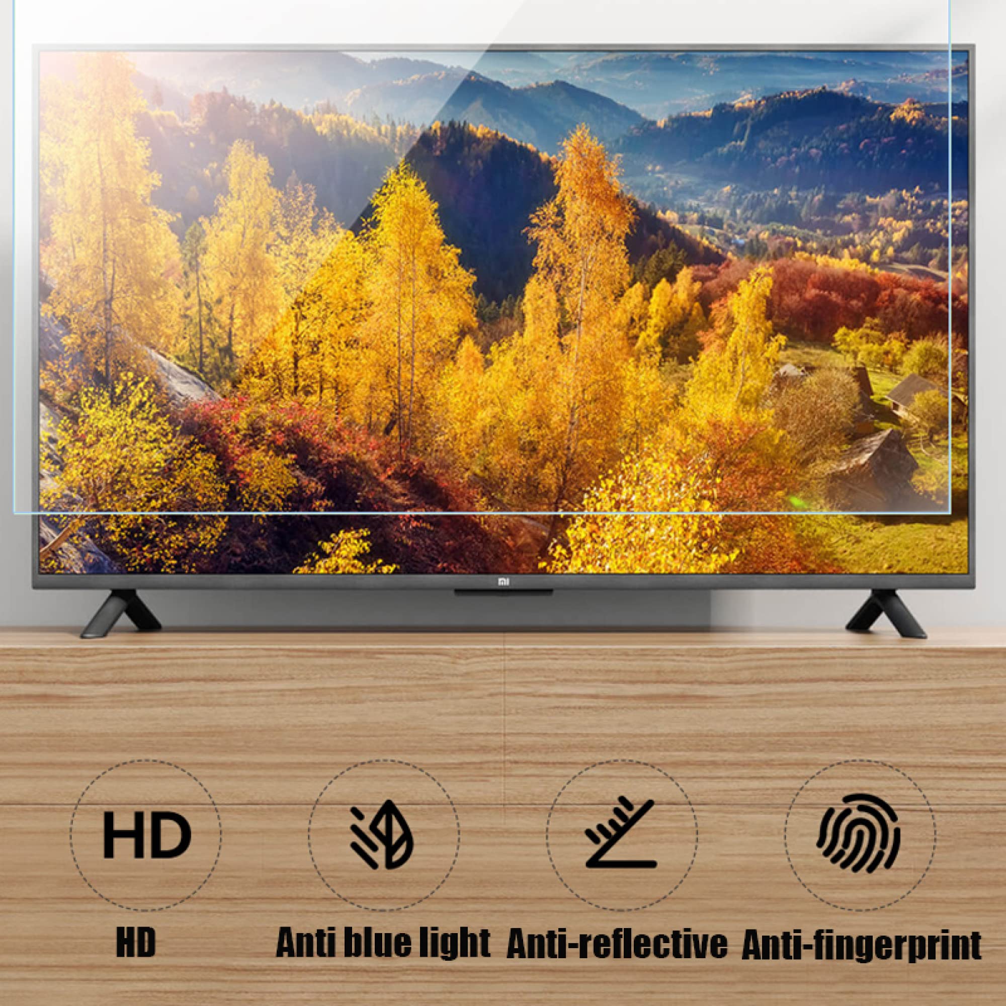 Protector de pantalla de TV antideslumbrante esmerilado para pantallas LCD, LED estándar y curvas de 32 a 75 pulgadas - Fuera de luz azul/Anti UV/Anti rayones, sin burbujas/Clear / 40 Inches 875x48