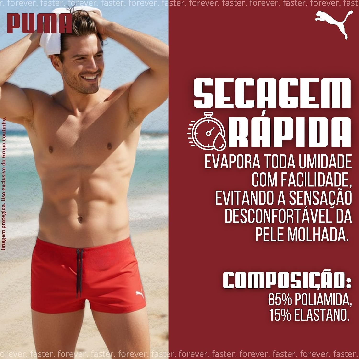 Sunga Boxer Masculina Puma UV50+ Lycra Xtra® Life Moda Praia Natação Psicina Verão Sunga Boxer Masculina Puma UV50+ Lycra Xtra® Life Moda Praia Natação Psicina Verão