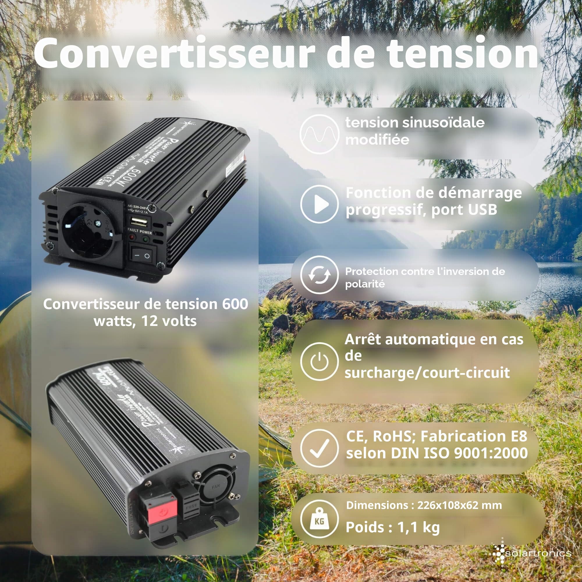 solartronics Kit complet 1 panneau solaire 130 W 600 W Convertisseur régulateur de charge photovoltaïque îlot